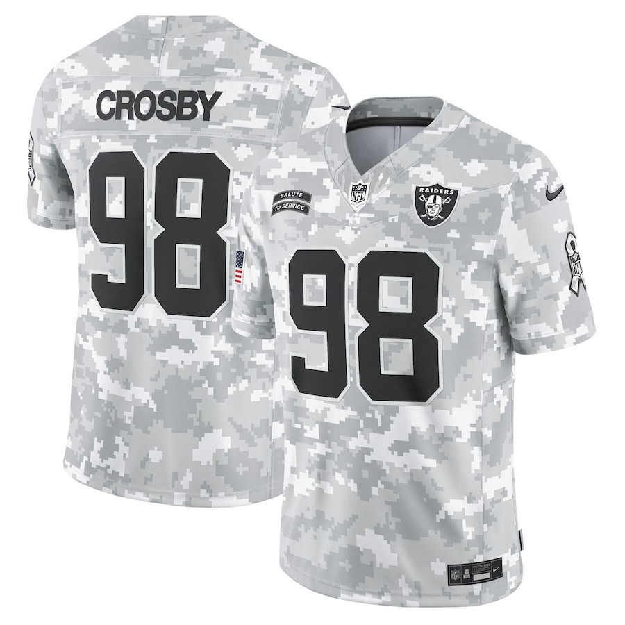 Maxx Crosby 98 Las Vegas Raiders 2024 Salute to Service Limited Men Jersey - Arctic Camo JS2470 nicesnker