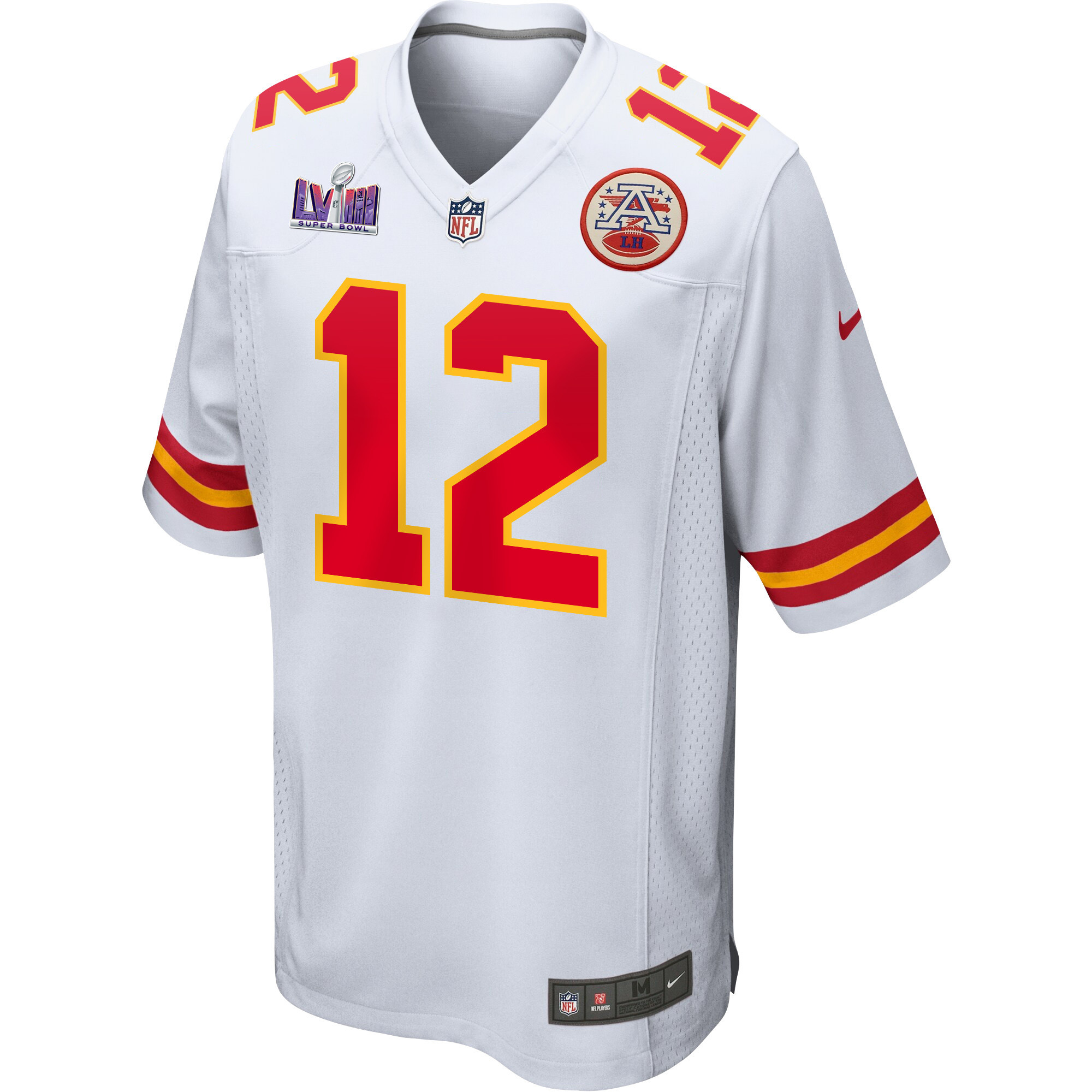 Alternative view of Mecole Hardman 12 Kansas City Chiefs Super Bowl LVIII Patch Game Men Jersey - White JS4035 nicesnker