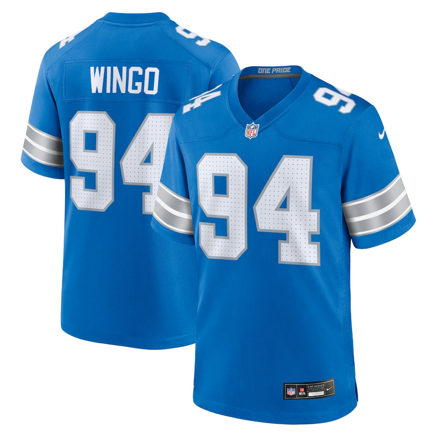 Mekhi Wingo 94 Detroit Lions Team Game Men Jersey - Blue JS2307 nicesnker