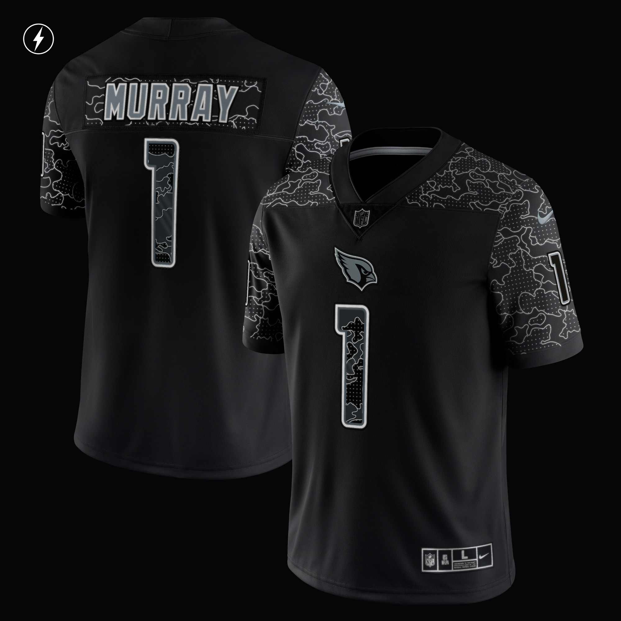 Alternative view of Men's Arizona Cardinals Kyler Murray Black RFLCTV Limited Jersey JS9174 nicesnker