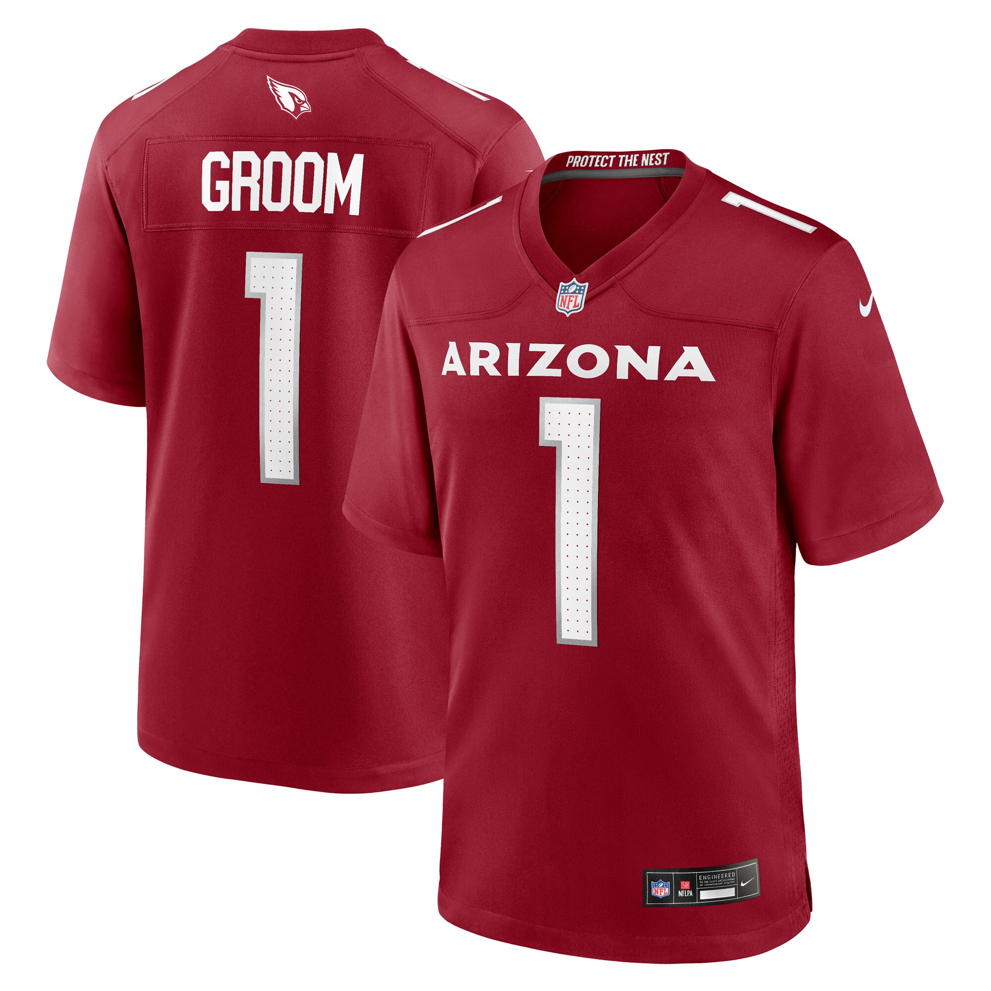 Men's Arizona Cardinals Number 1 Groom Cardinal Game Jersey JS7803 nicesnker