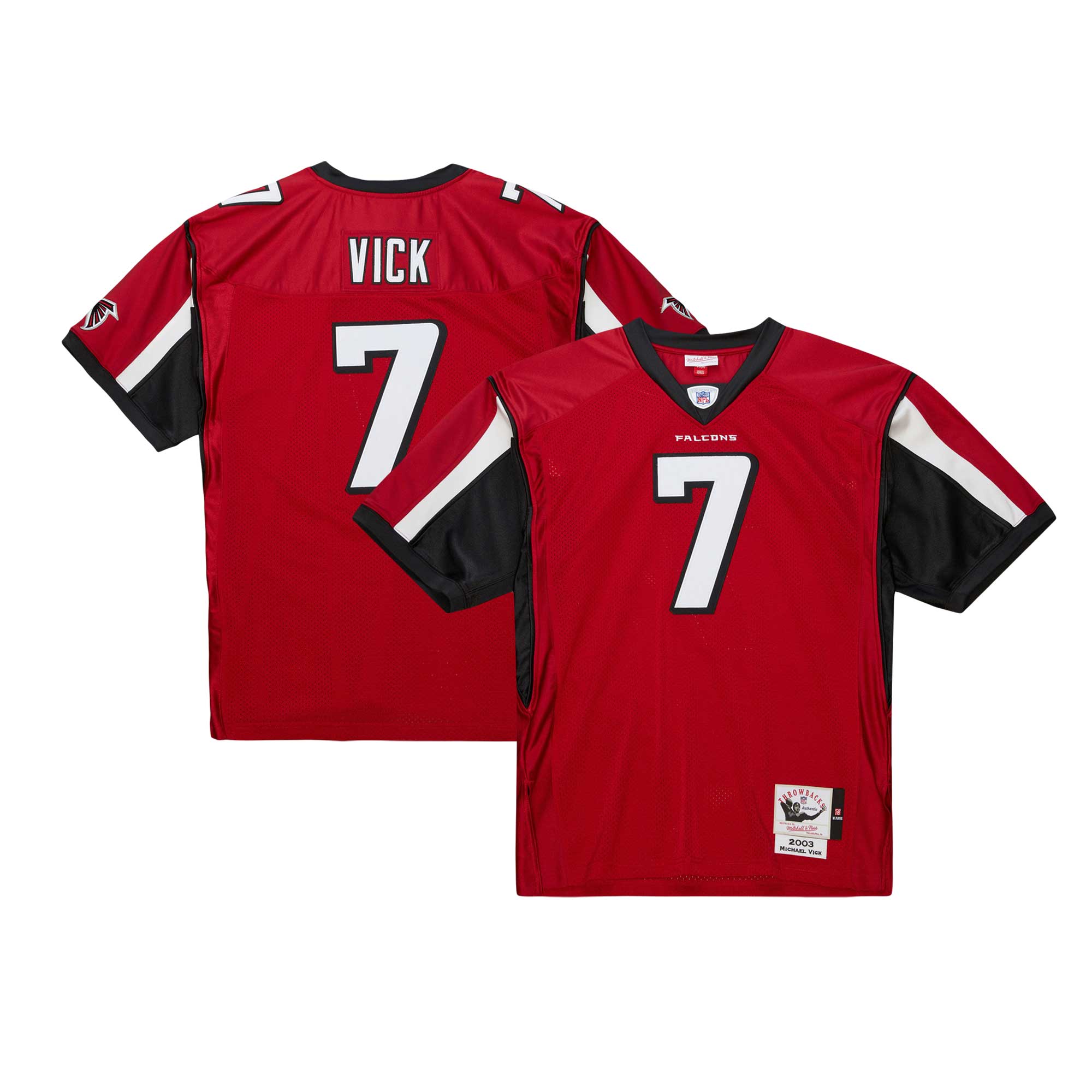 Men's Atlanta Falcons 2003 Michael Vick Mitchell & Ness Red Throwback Retired Player Jersey JS6182 nicesnker