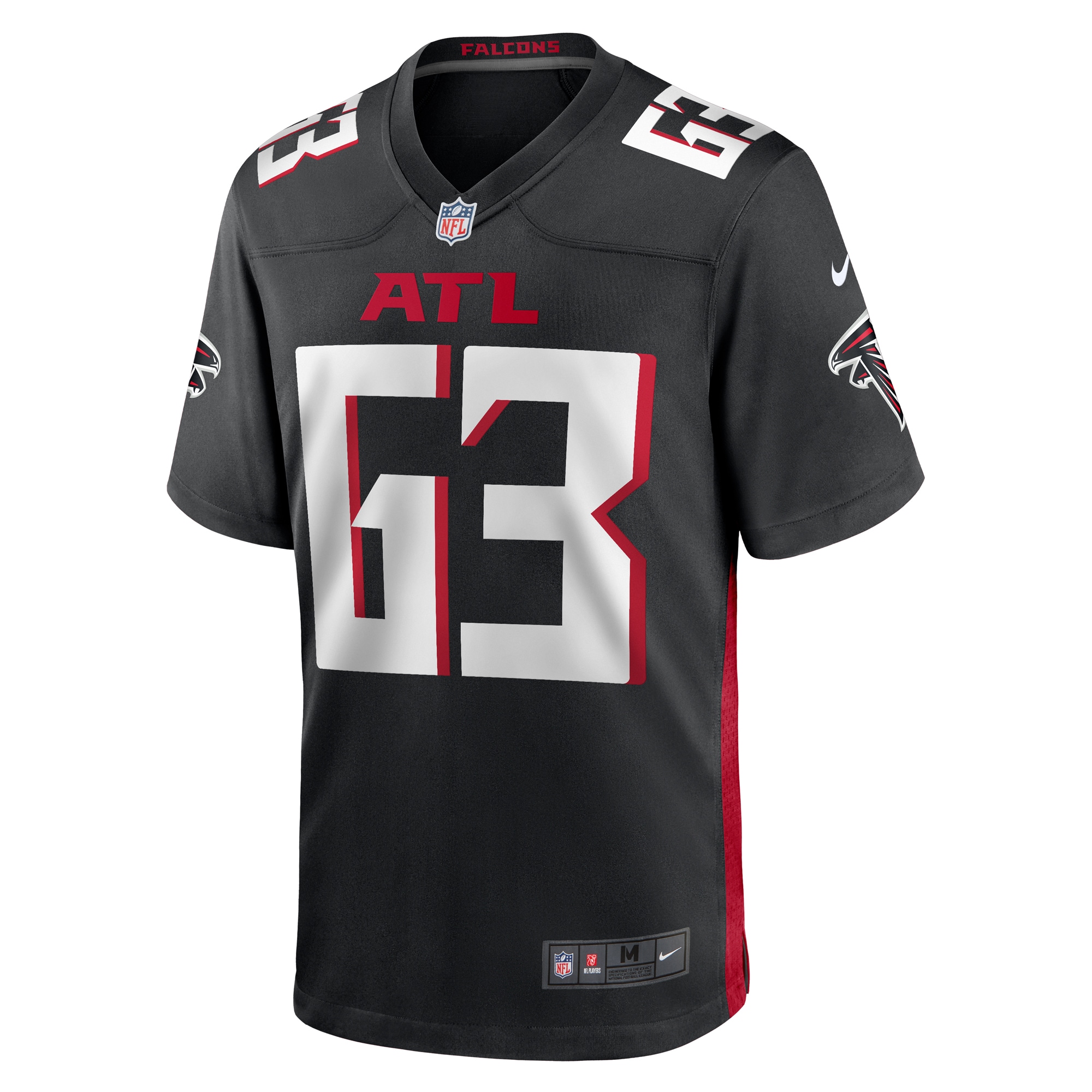 Alternative view of Men's Atlanta Falcons Chris Lindstrom Black Team Game Jersey JS5529 nicesnker