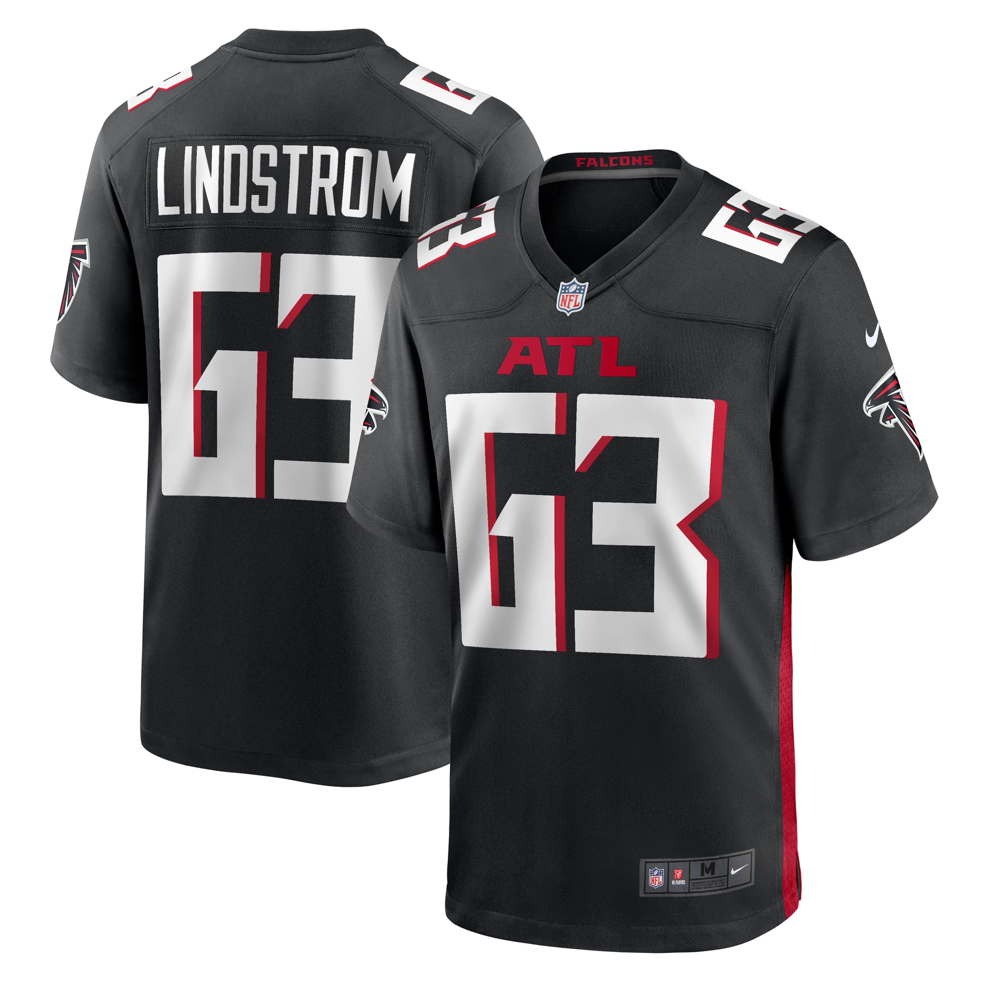 Men's Atlanta Falcons Chris Lindstrom Black Team Game Jersey JS5529 nicesnker