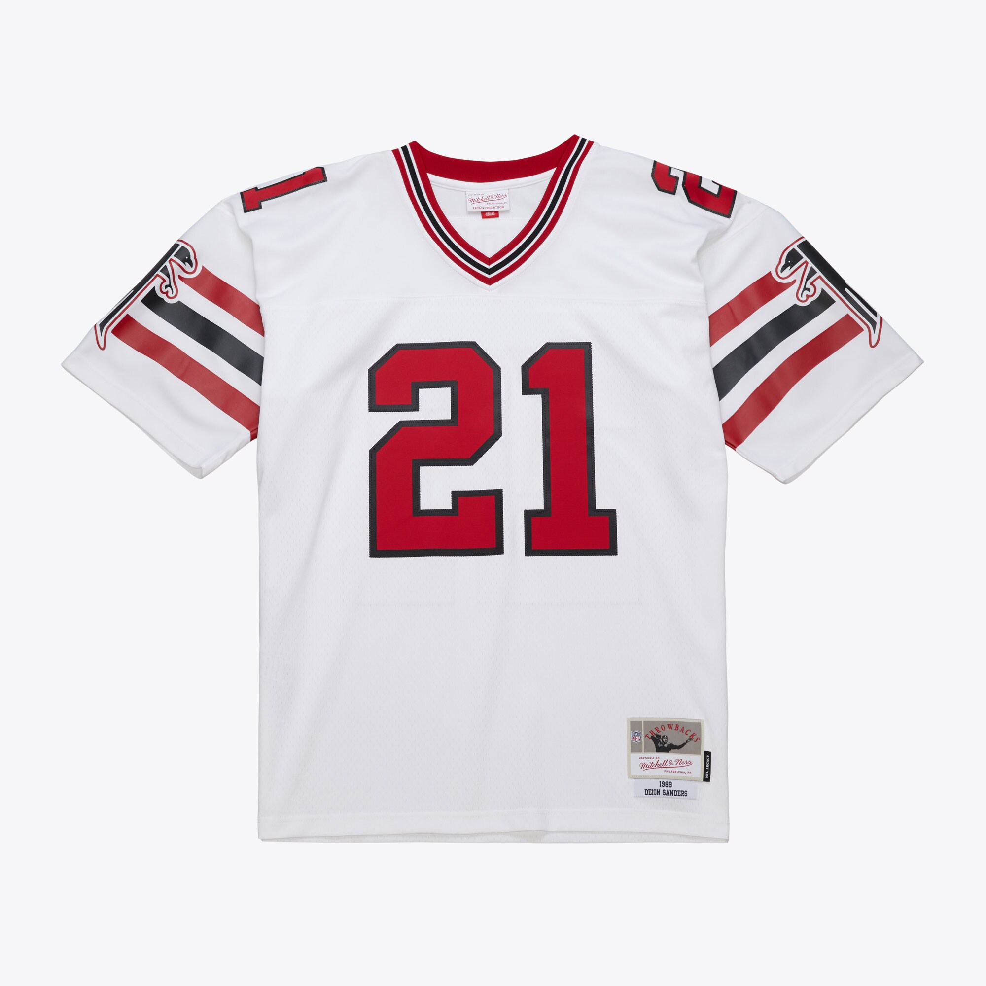 Men's Atlanta Falcons Deion Sanders Mitchell & Ness White 1989 Legacy Jersey JS8075 nicesnker