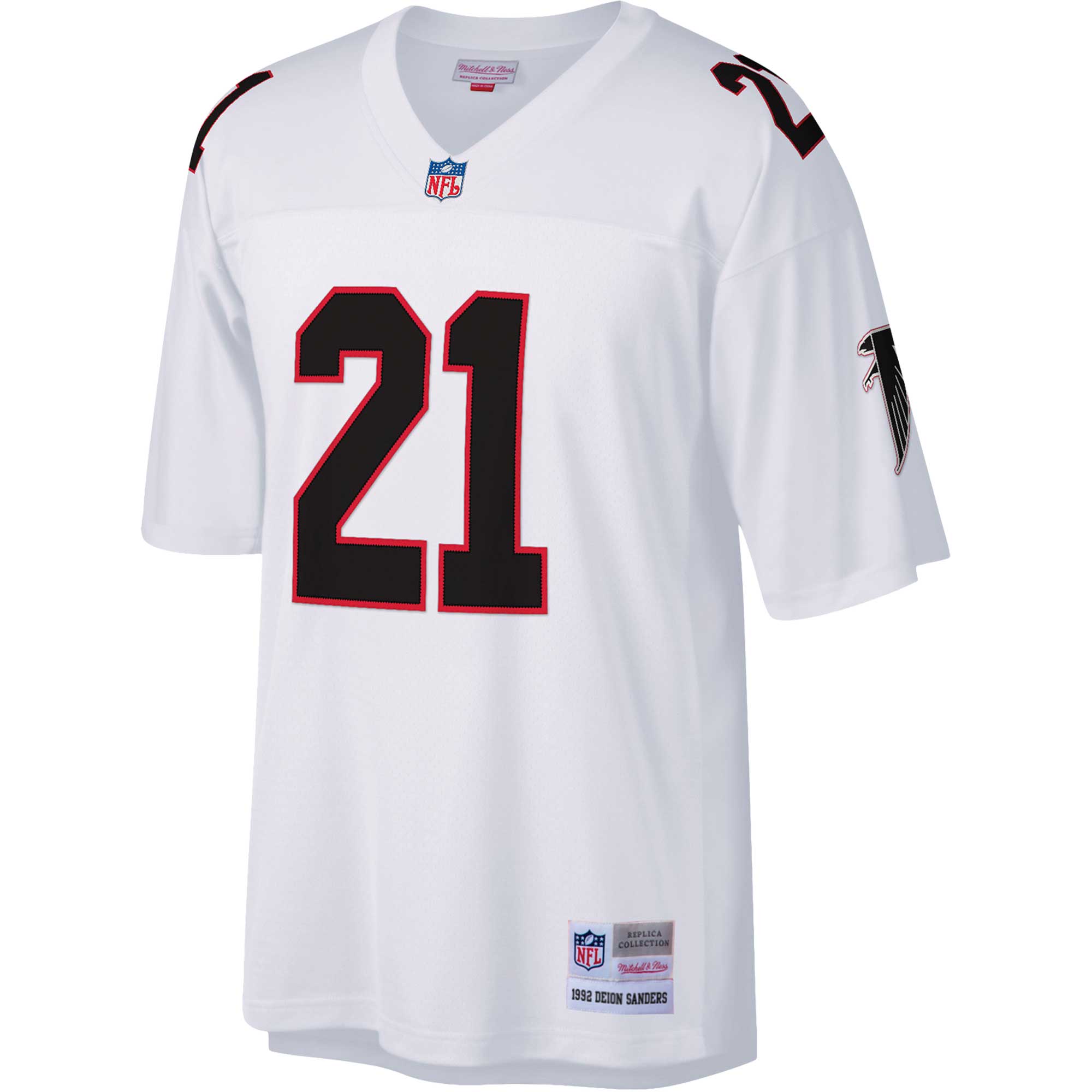 Alternative view of Men's Atlanta Falcons Deion Sanders Mitchell & Ness White Big & Tall 1992 Retired Player Jersey JS8176 nicesnker