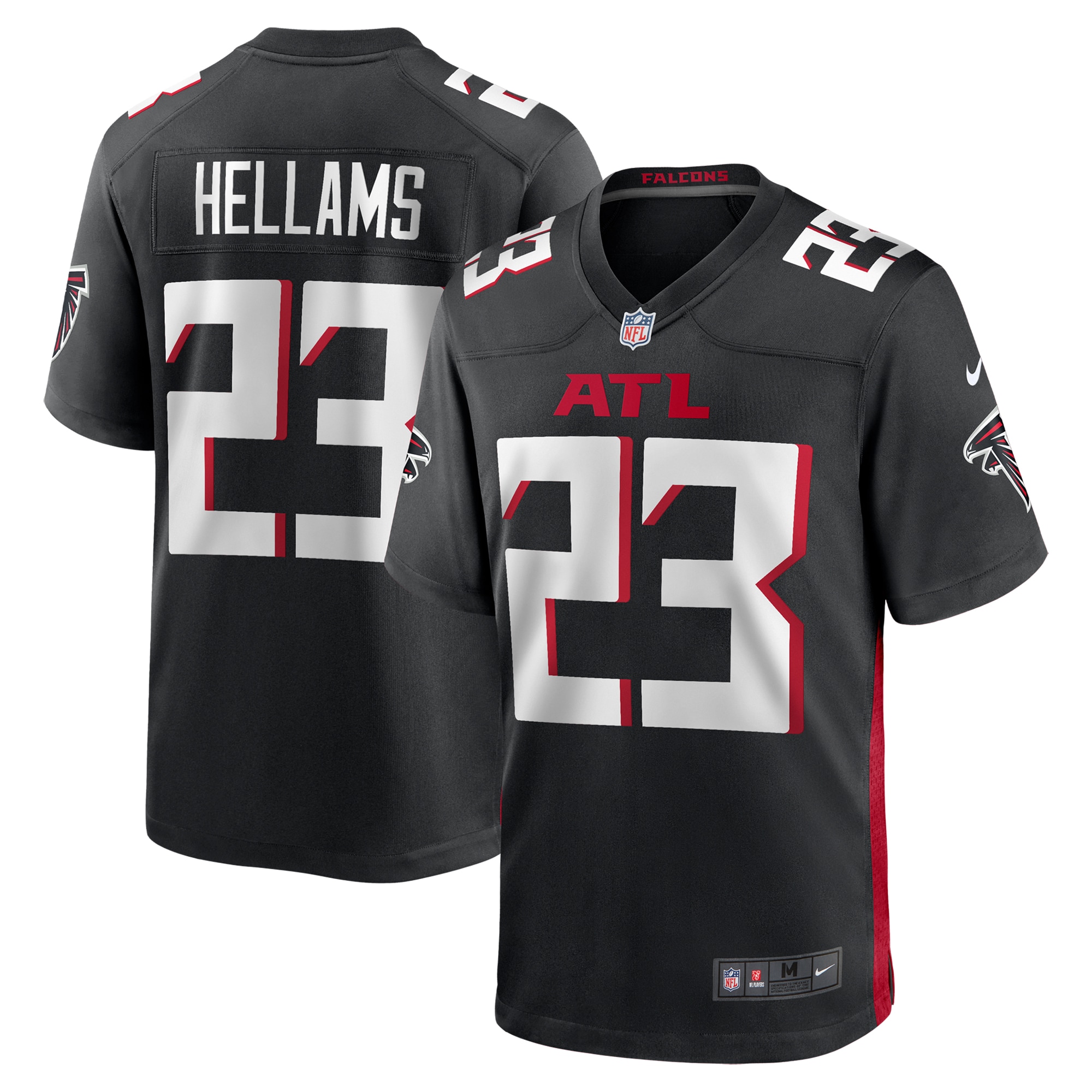 Men's Atlanta Falcons DeMarcco Hellams Black Team Game Jersey JS1199 nicesnker
