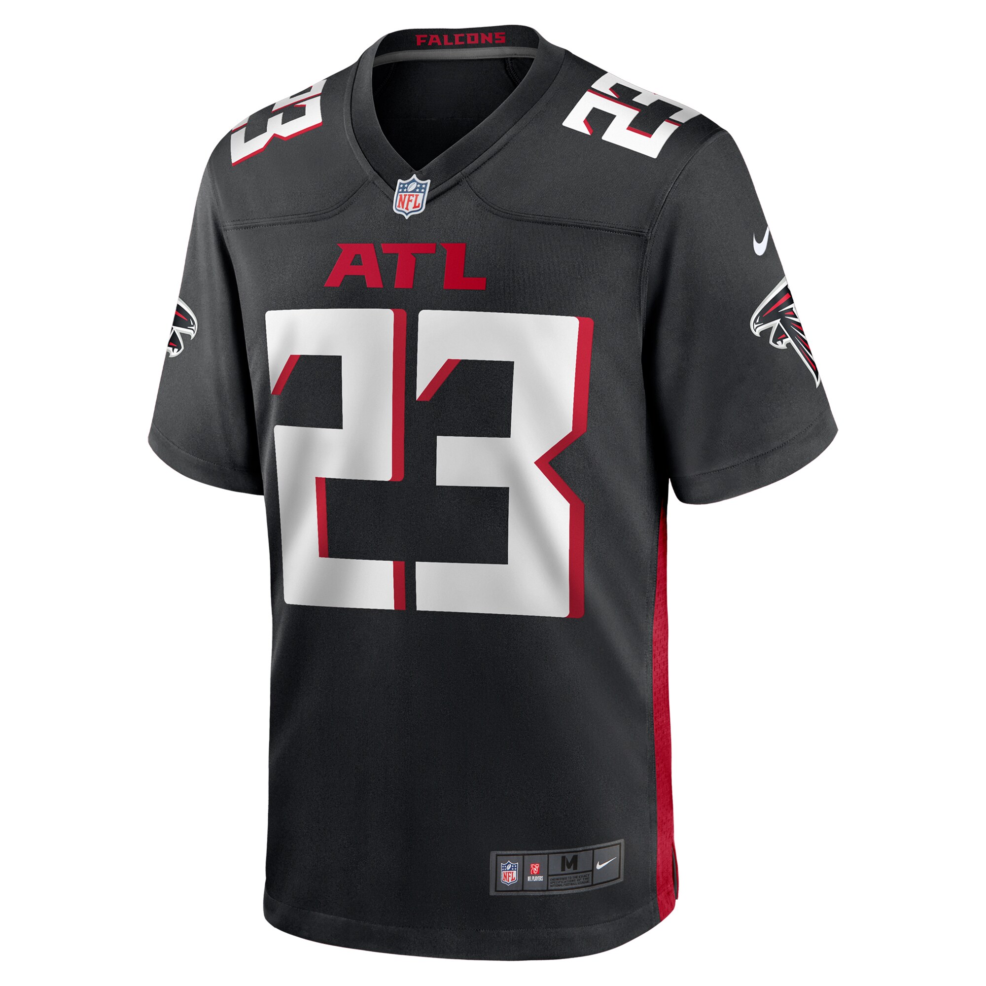 Alternative view of Men's Atlanta Falcons DeMarcco Hellams Black Team Game Jersey JS1199 nicesnker