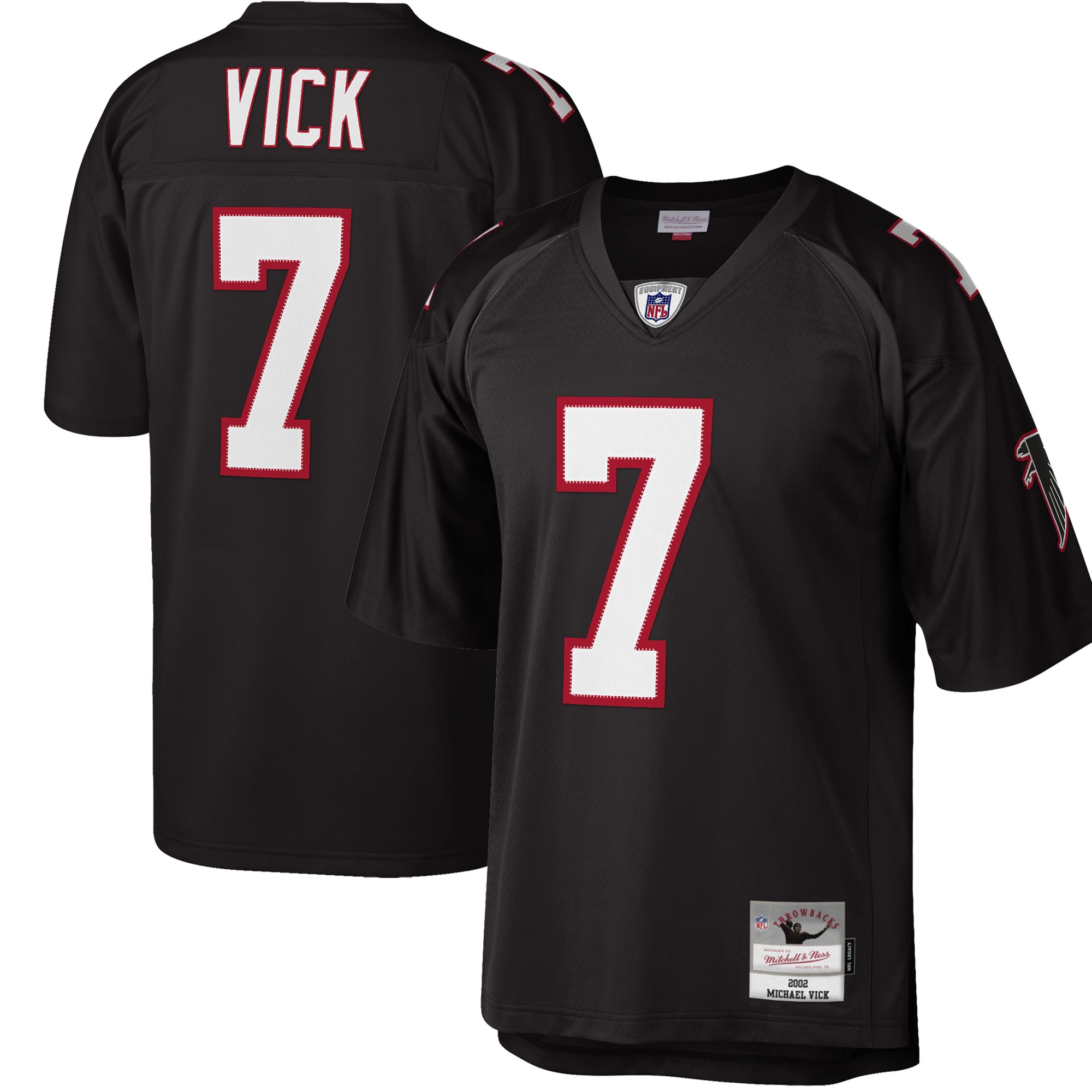 Men's Atlanta Falcons Michael Vick Mitchell & Ness Black Big & Tall 2002 Retired Player Jersey JS6284 nicesnker