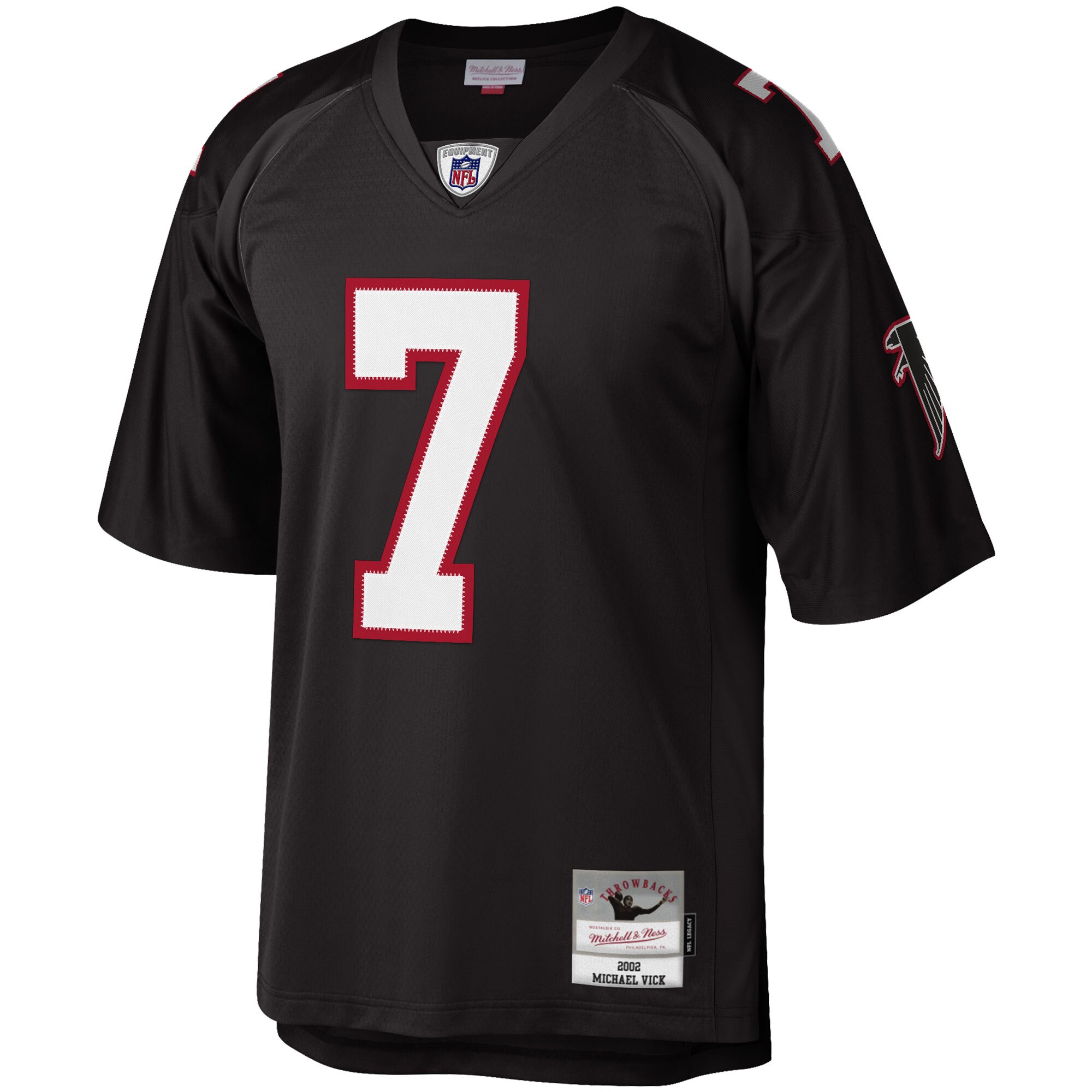Alternative view of Men's Atlanta Falcons Michael Vick Mitchell & Ness Black Big & Tall 2002 Retired Player Jersey JS6284 nicesnker
