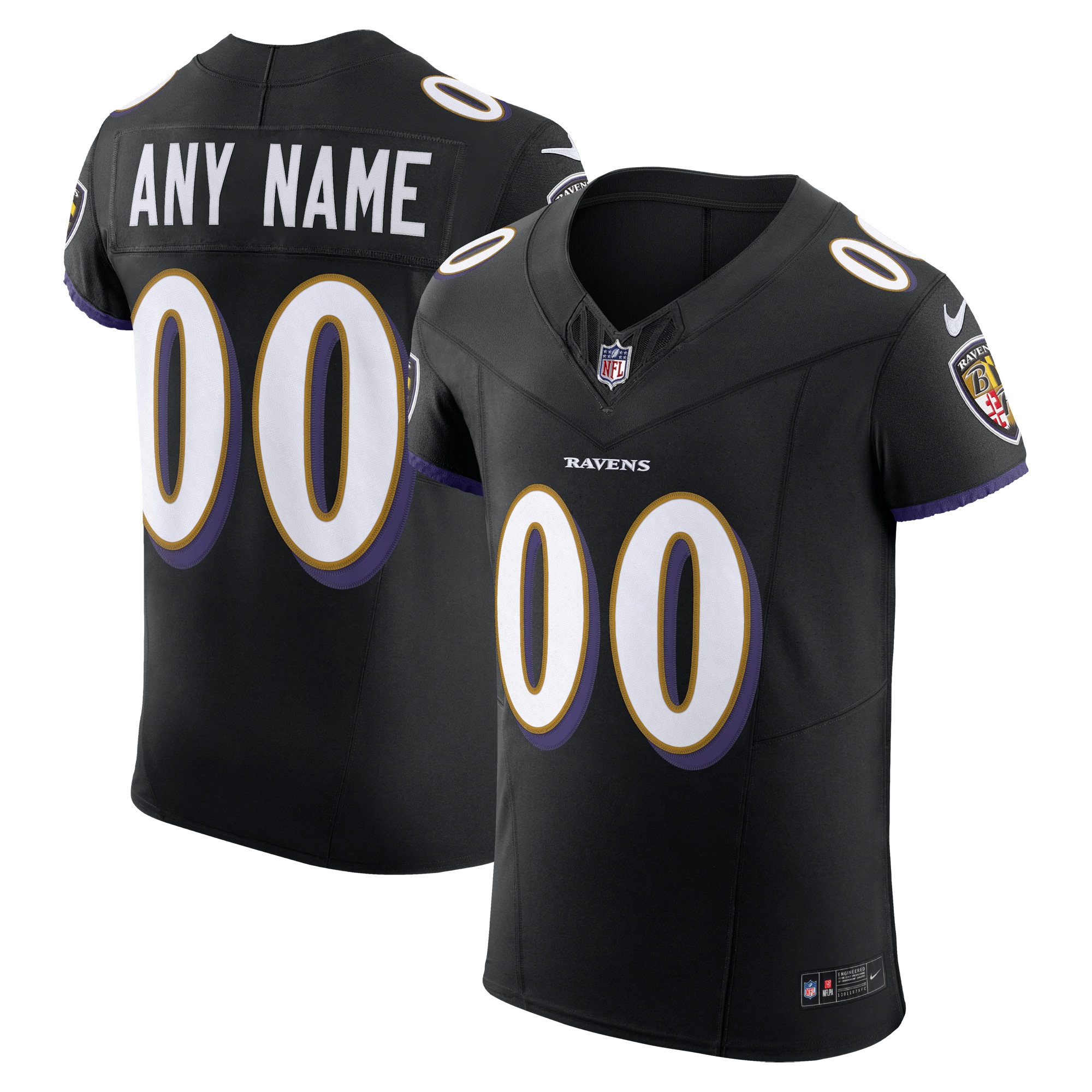 Men's Baltimore Ravens Black Vapor F.U.S.E. Elite Custom Jersey JS5184 nicesnker