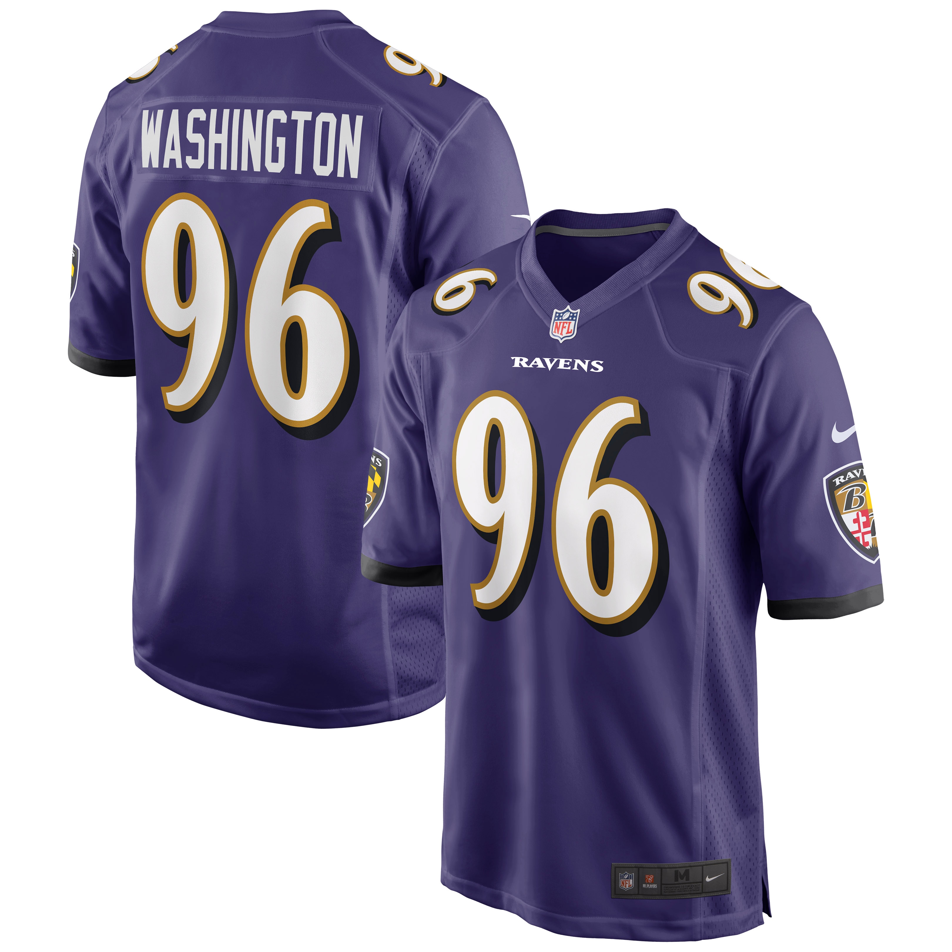 Men's Baltimore Ravens Broderick Washington Purple Game Player Jersey JS3793 nicesnker