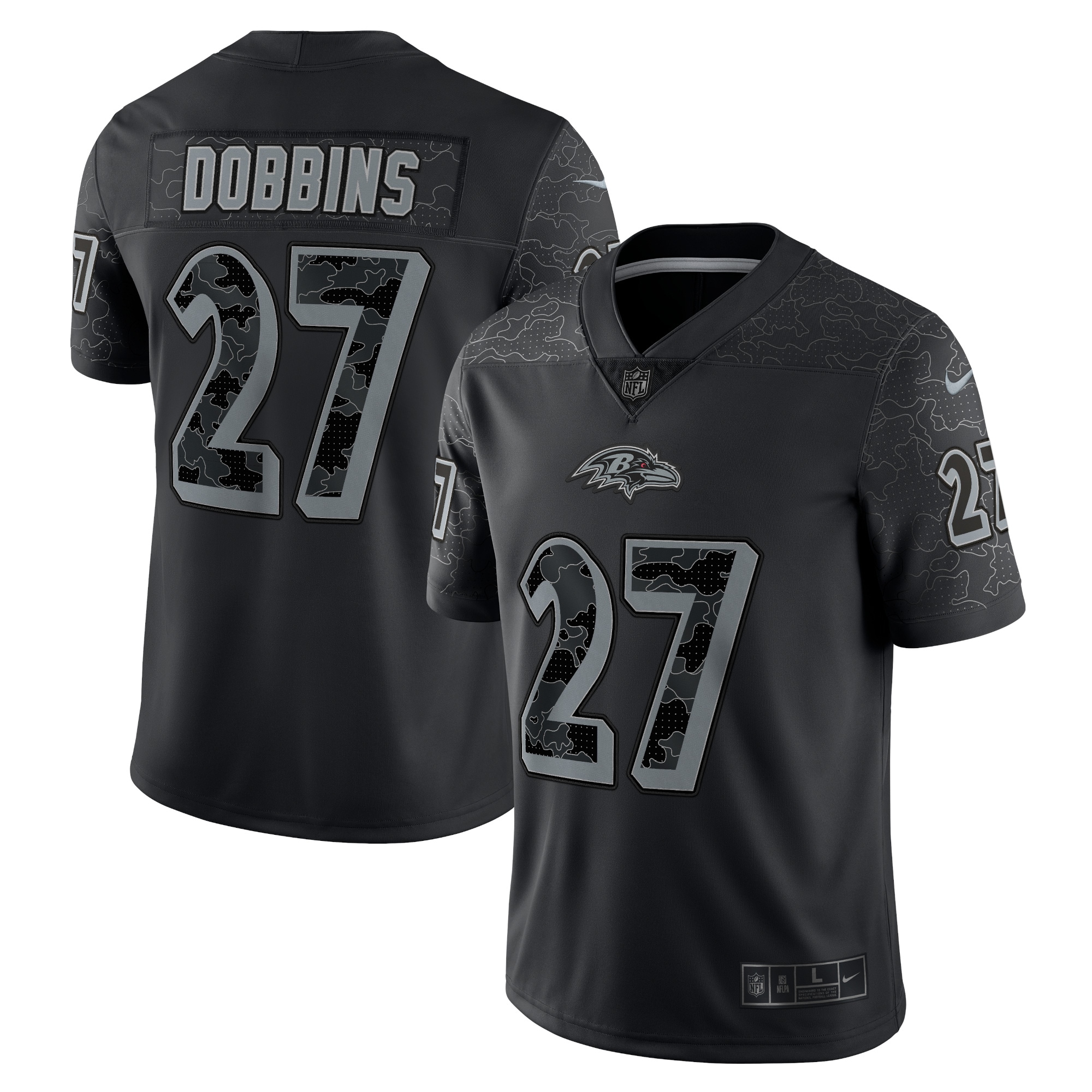 Men's Baltimore Ravens J.K. Dobbins Black RFLCTV Limited Jersey JS6880 nicesnker