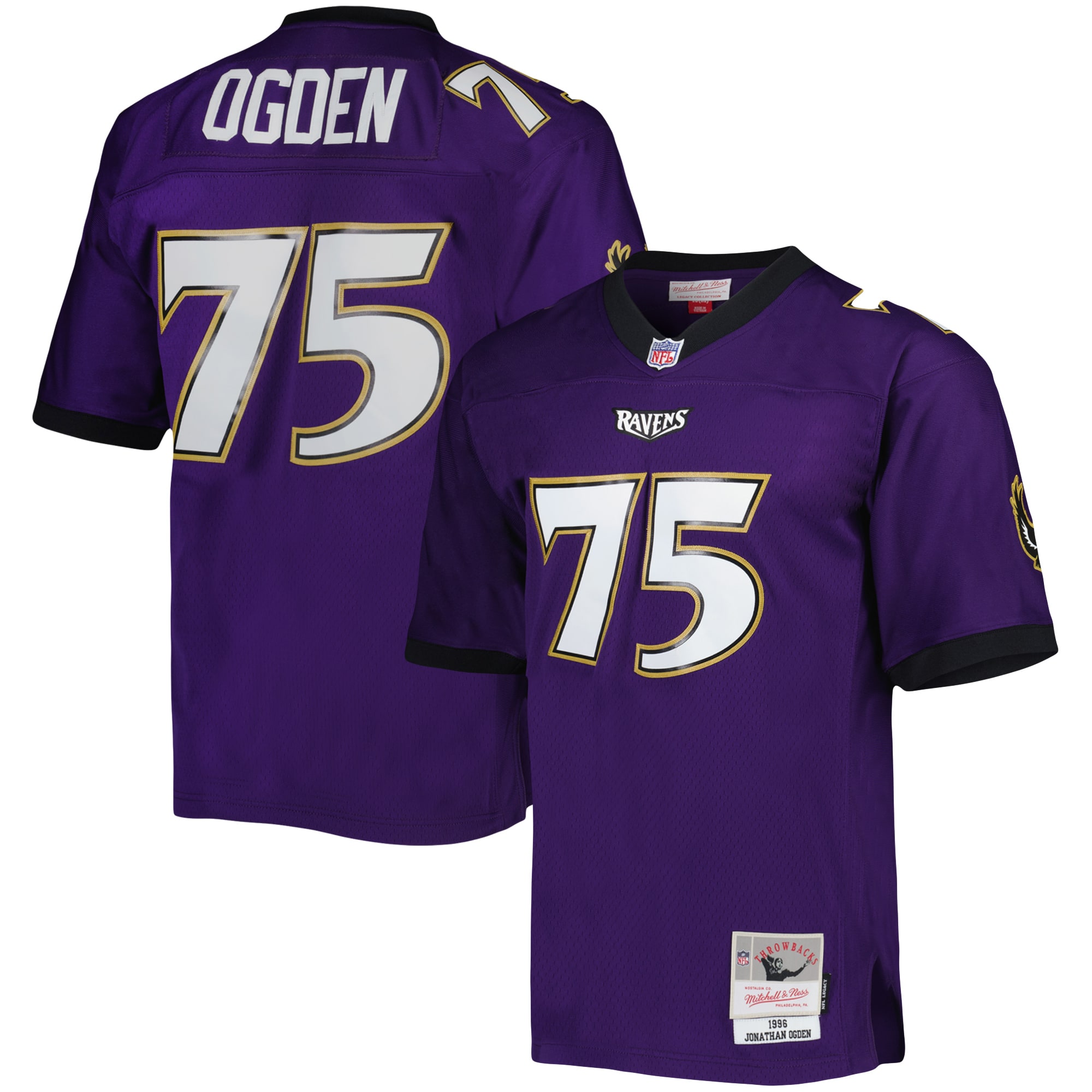 Men's Baltimore Ravens Jonathan Ogden Mitchell & Ness Purple Legacy Jersey JS5566 nicesnker