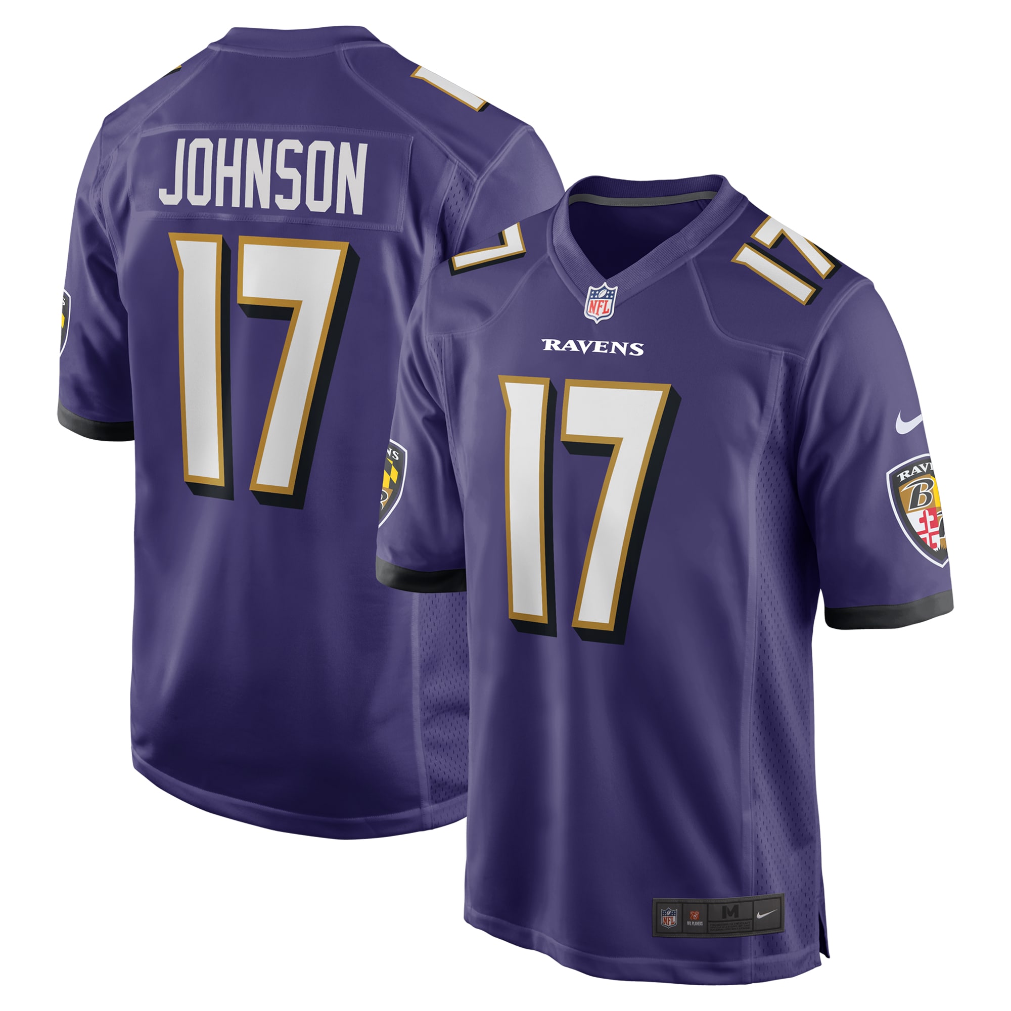 Men's Baltimore Ravens Josh Johnson Purple Team Game Jersey JS3527 nicesnker