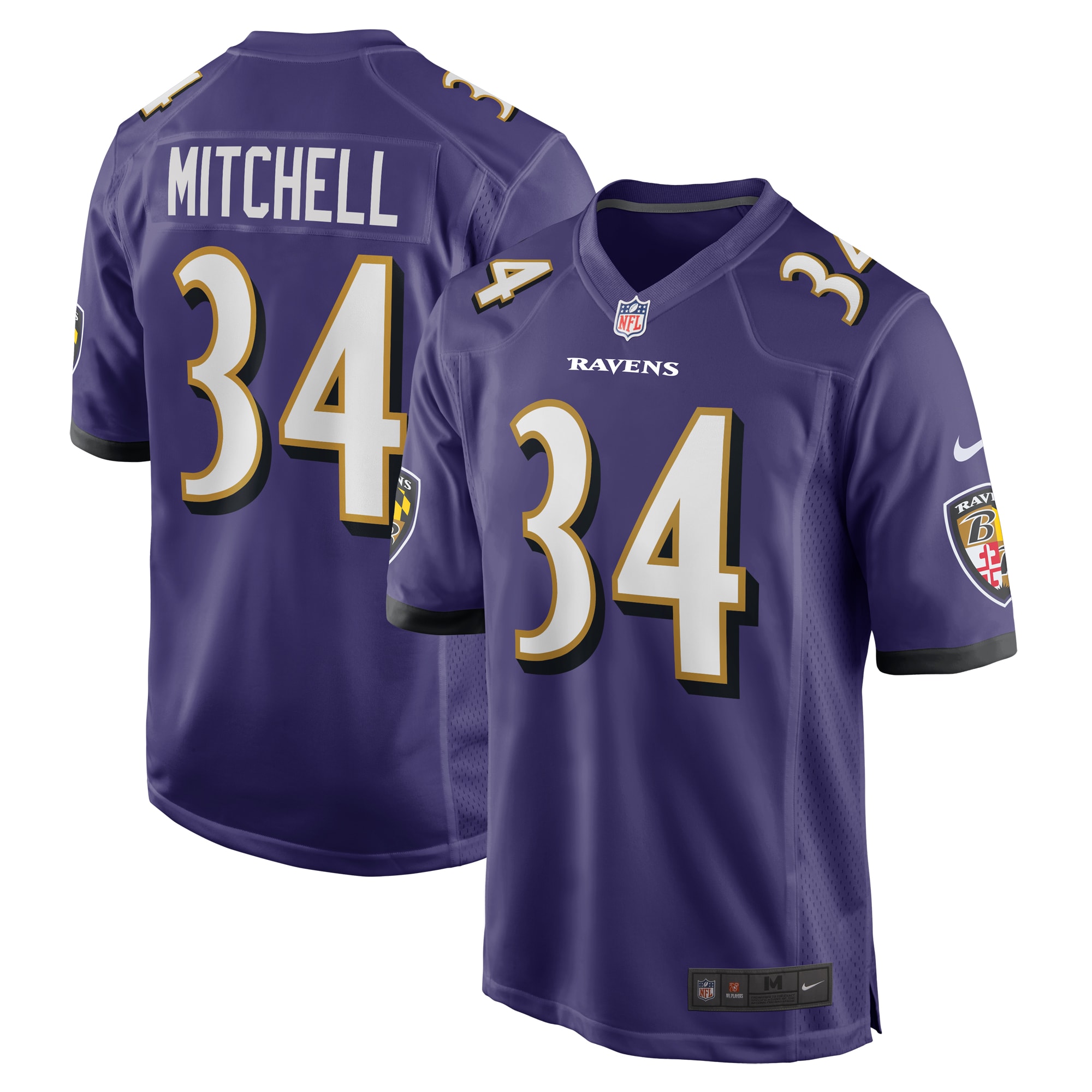 Men's Baltimore Ravens Keaton Mitchell Purple Game Jersey JS3495 nicesnker