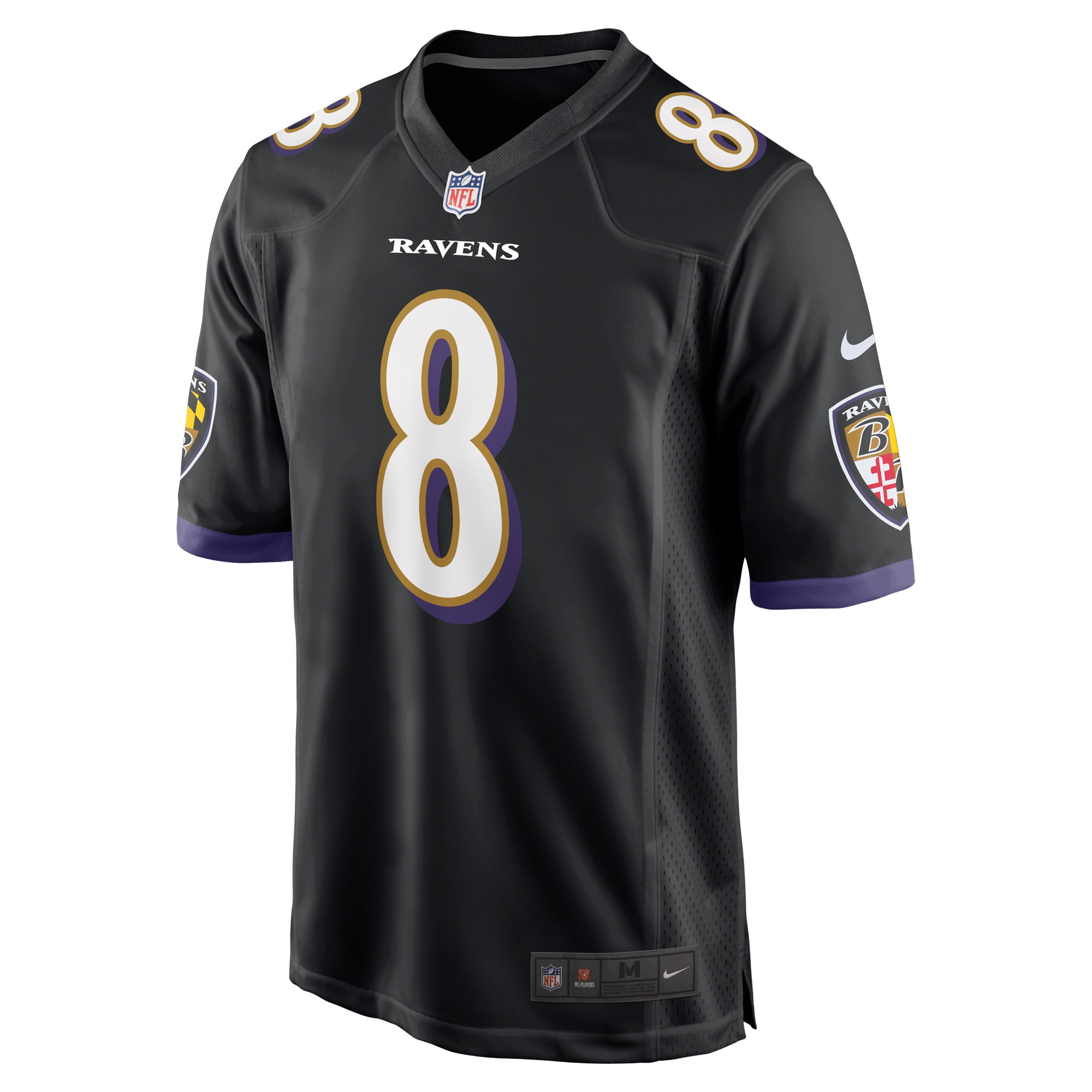 Alternative view of Men's Baltimore Ravens Lamar Jackson Black Alternate Game Jersey JS1334 nicesnker