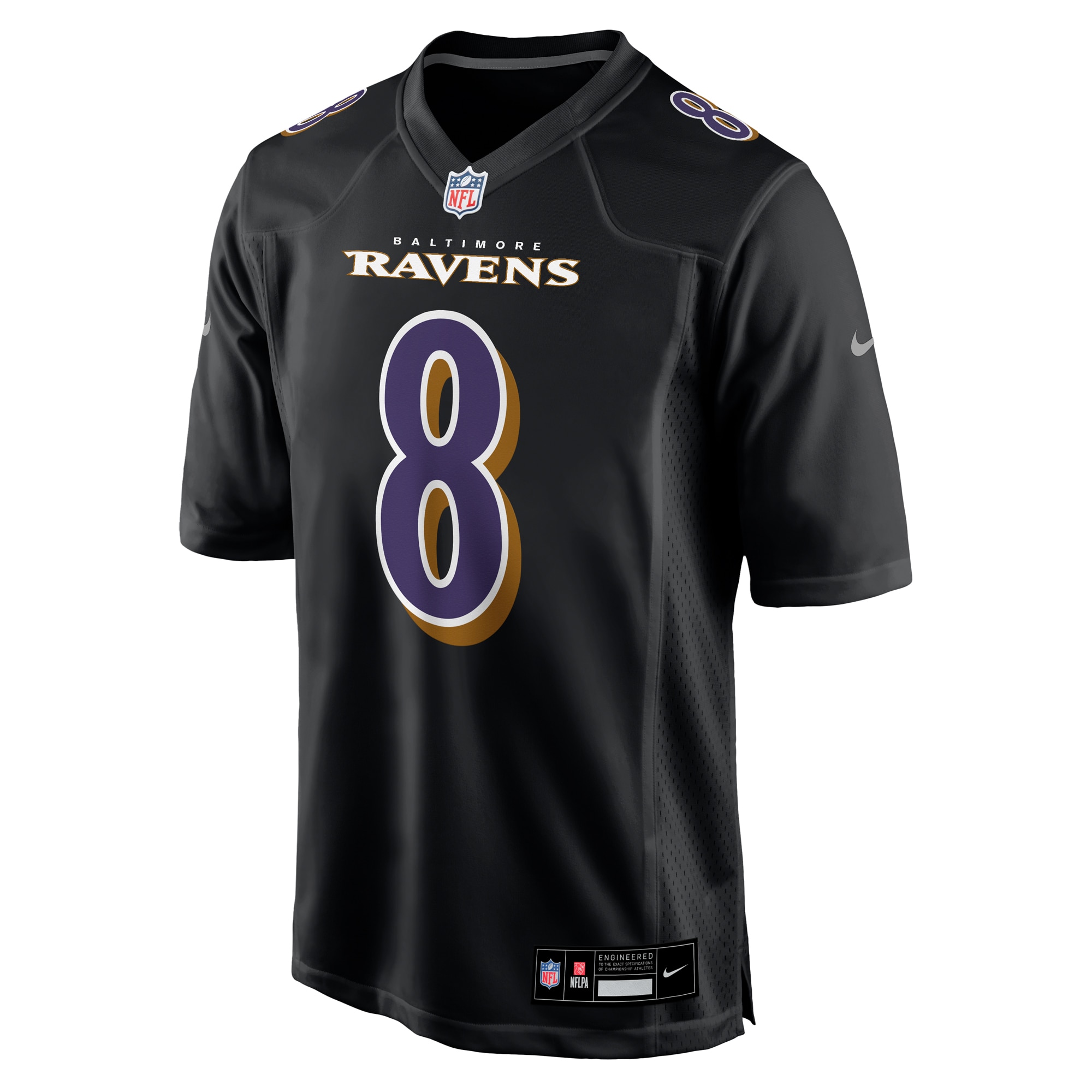 Alternative view of Men's Baltimore Ravens Lamar Jackson Black Fashion Game Jersey JS2555 nicesnker