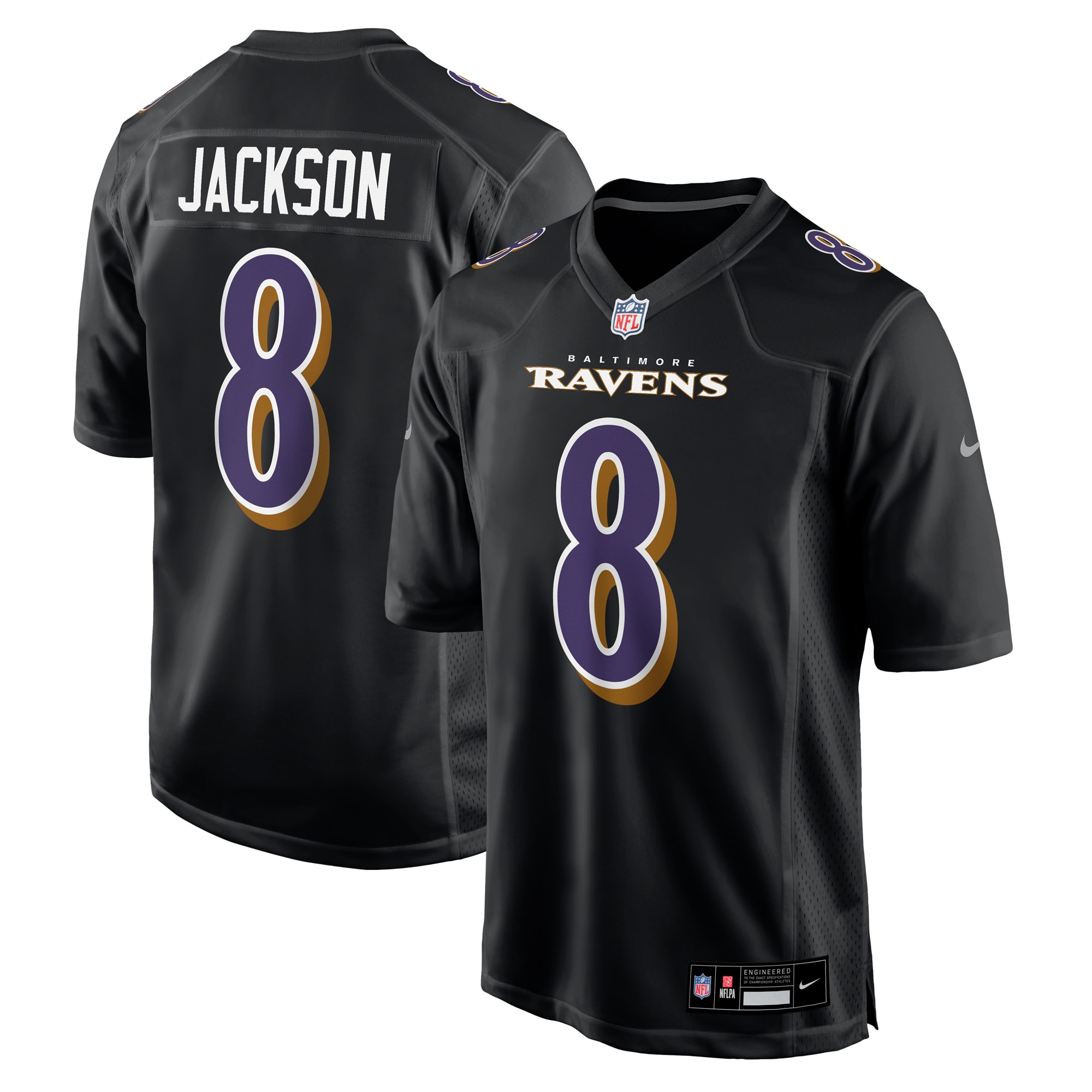 Men's Baltimore Ravens Lamar Jackson Black Fashion Game Jersey JS2555 nicesnker