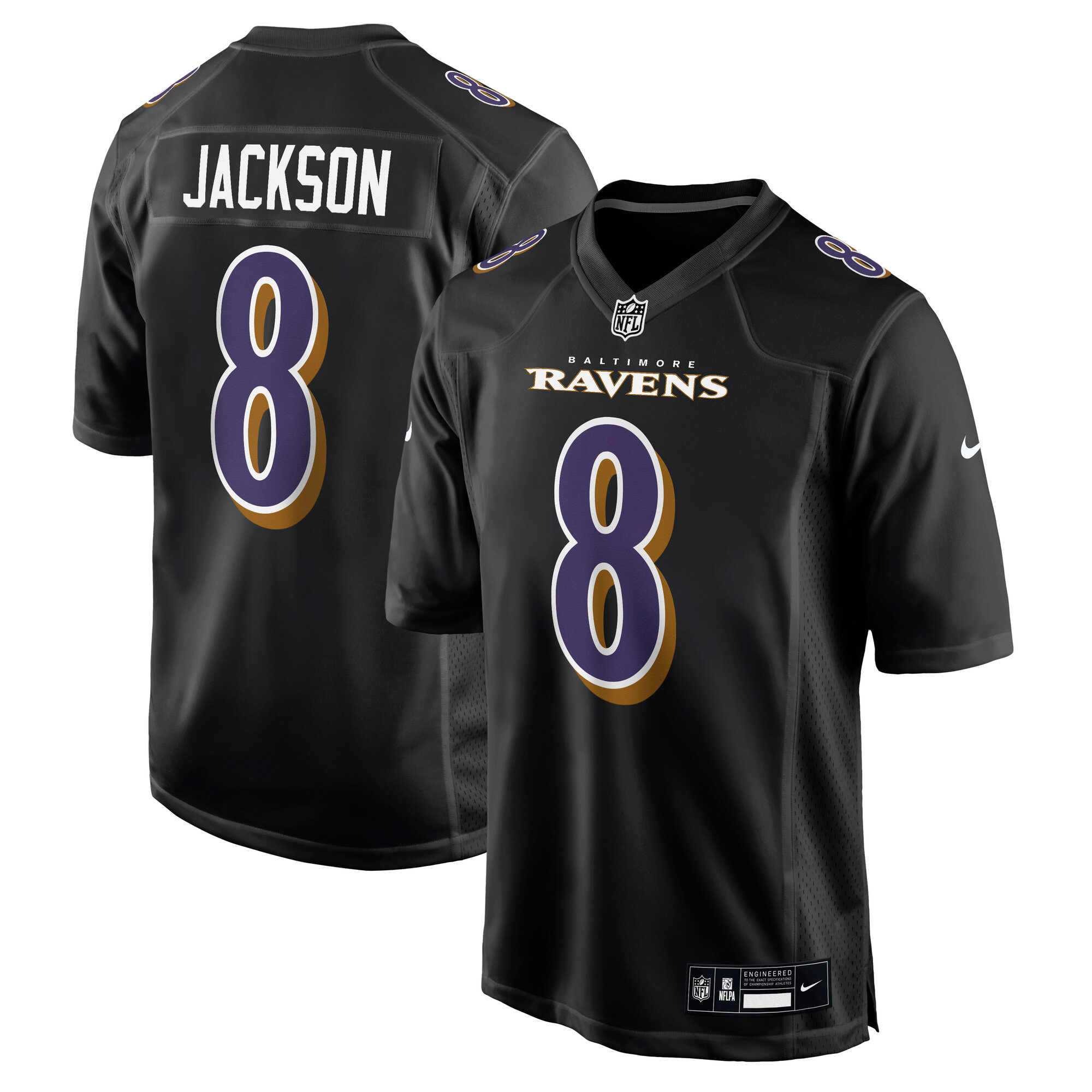 Men's Baltimore Ravens Lamar Jackson Carbon Black Fashion Jersey JS6607 nicesnker