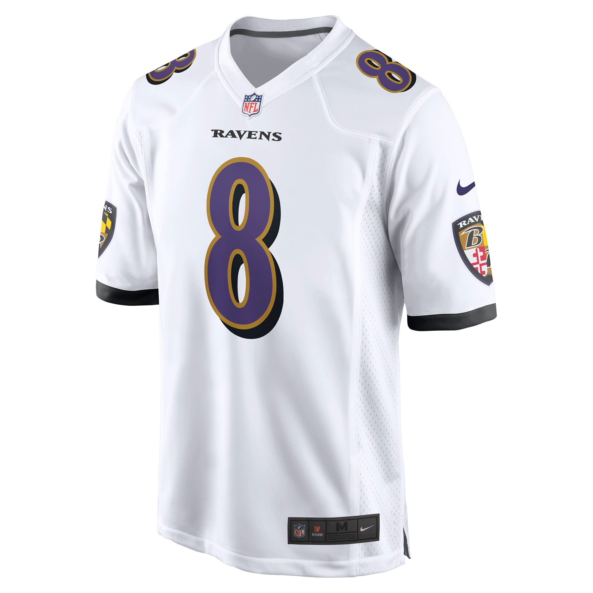Alternative view of Men's Baltimore Ravens Lamar Jackson White Game Jersey JS9867 nicesnker