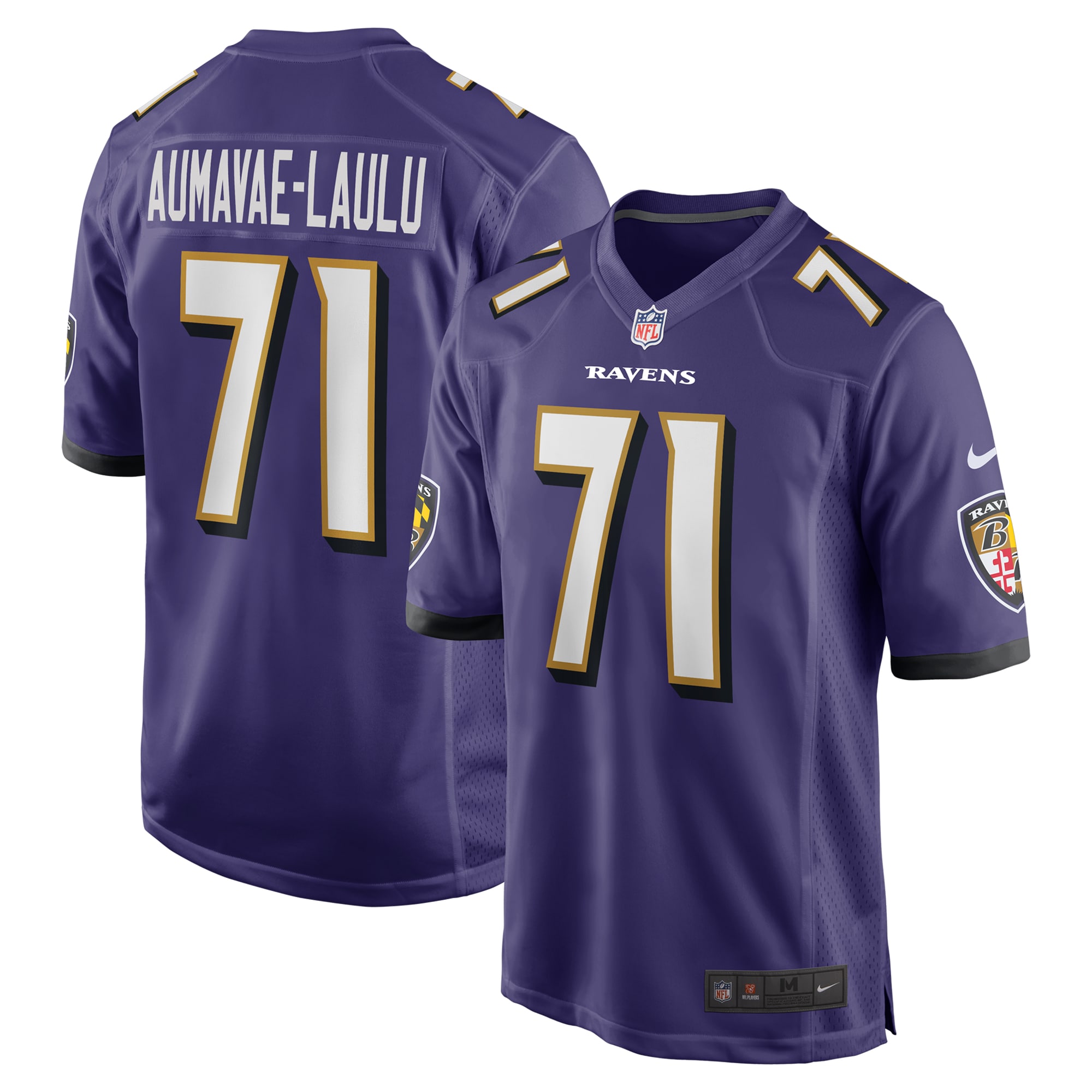 Men's Baltimore Ravens Malaesala Aumavae-Laulu Purple Team Game Jersey JS2195 nicesnker