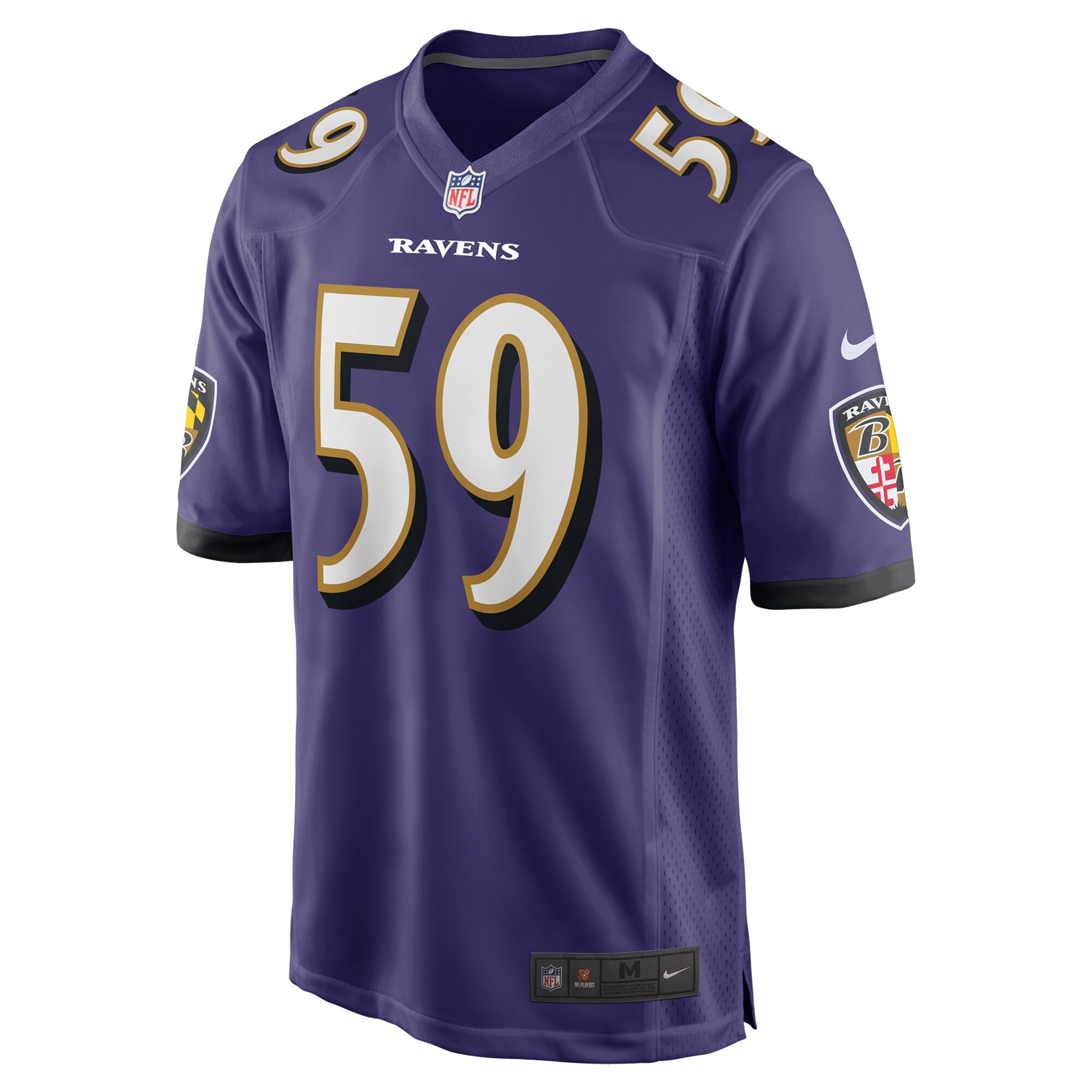 Alternative view of Men's Baltimore Ravens Malik Hamm Purple Team Game Jersey JS2423 nicesnker