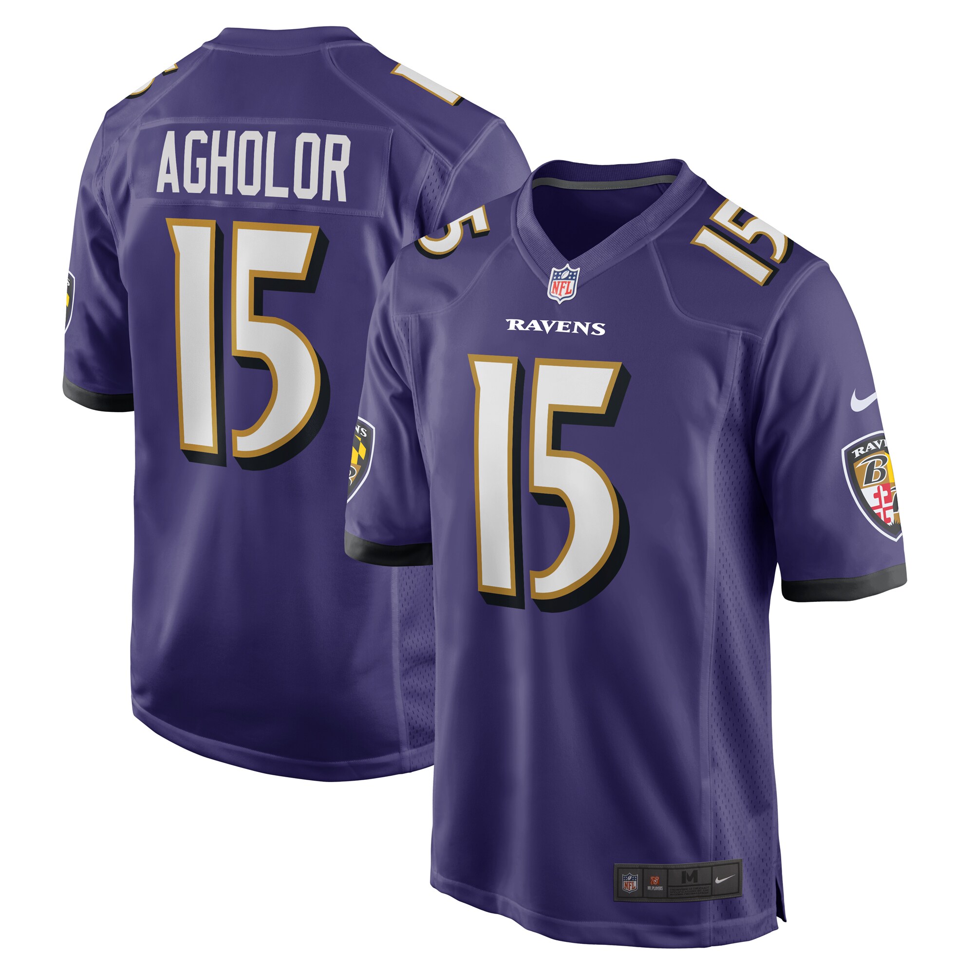 Men's Baltimore Ravens Nelson Agholor Purple Game Jersey JS9585 nicesnker