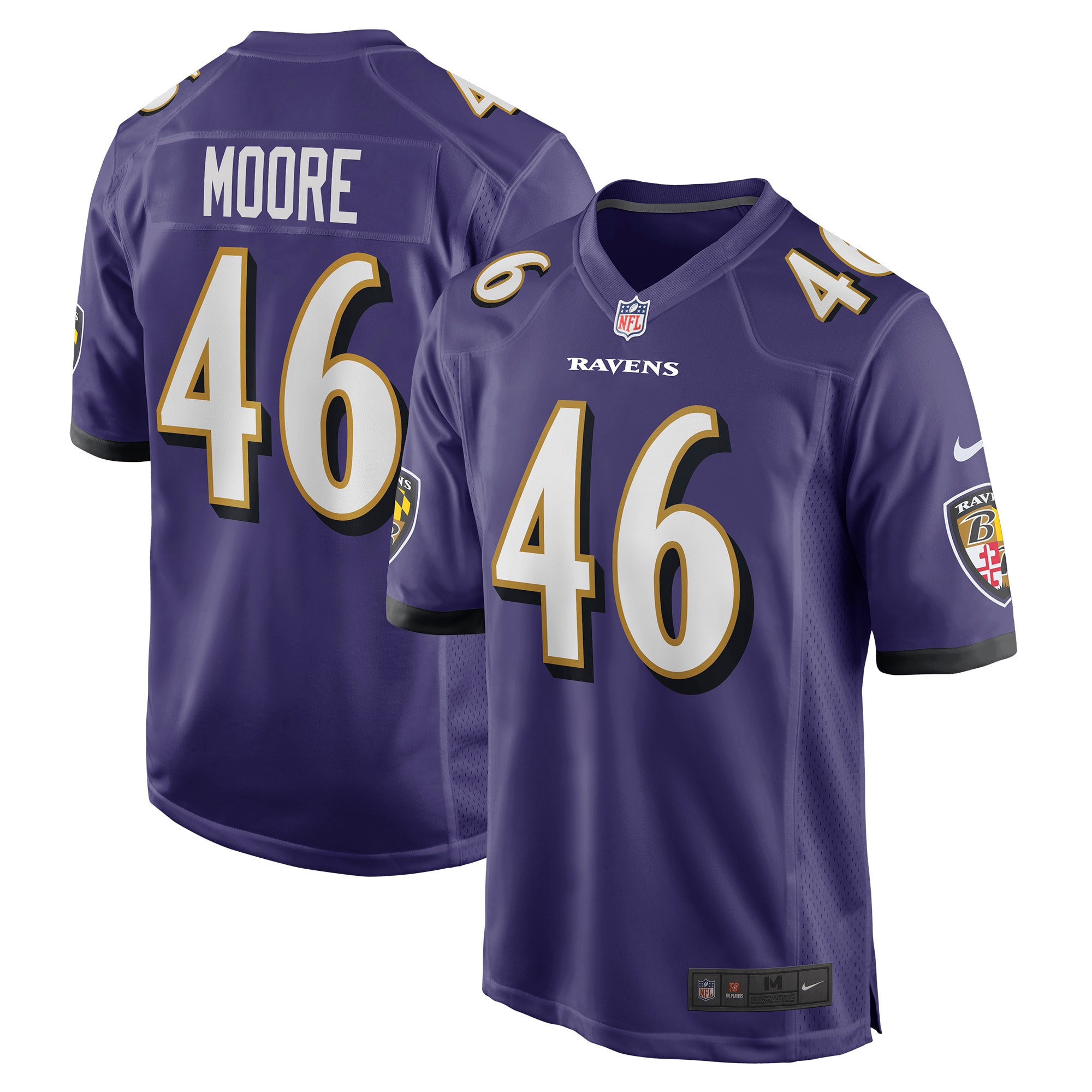Men's Baltimore Ravens Nick Moore Purple Game Jersey JS4171 nicesnker