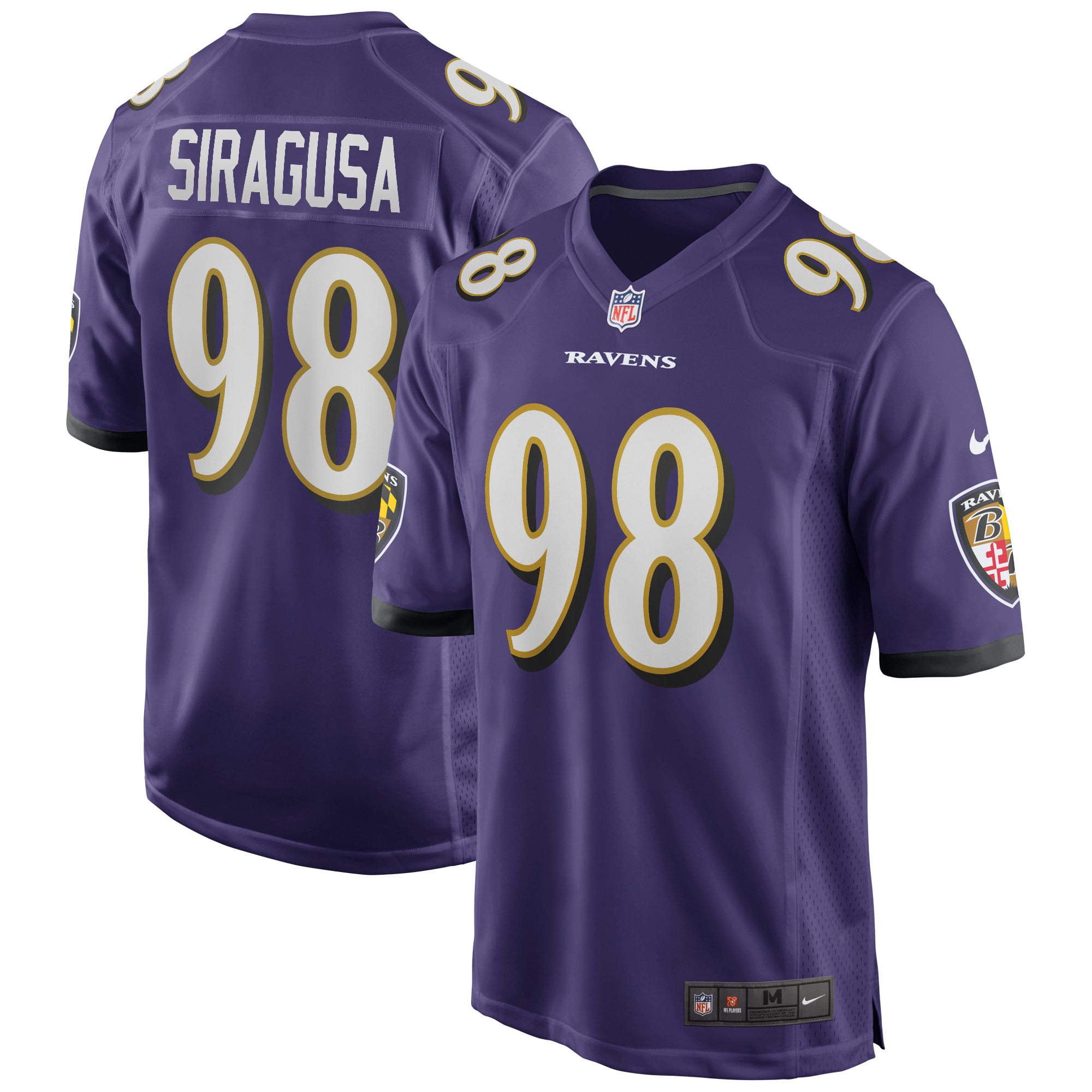 Men's Baltimore Ravens Tony Siragusa Purple Game Retired Player Jersey JS5126 nicesnker