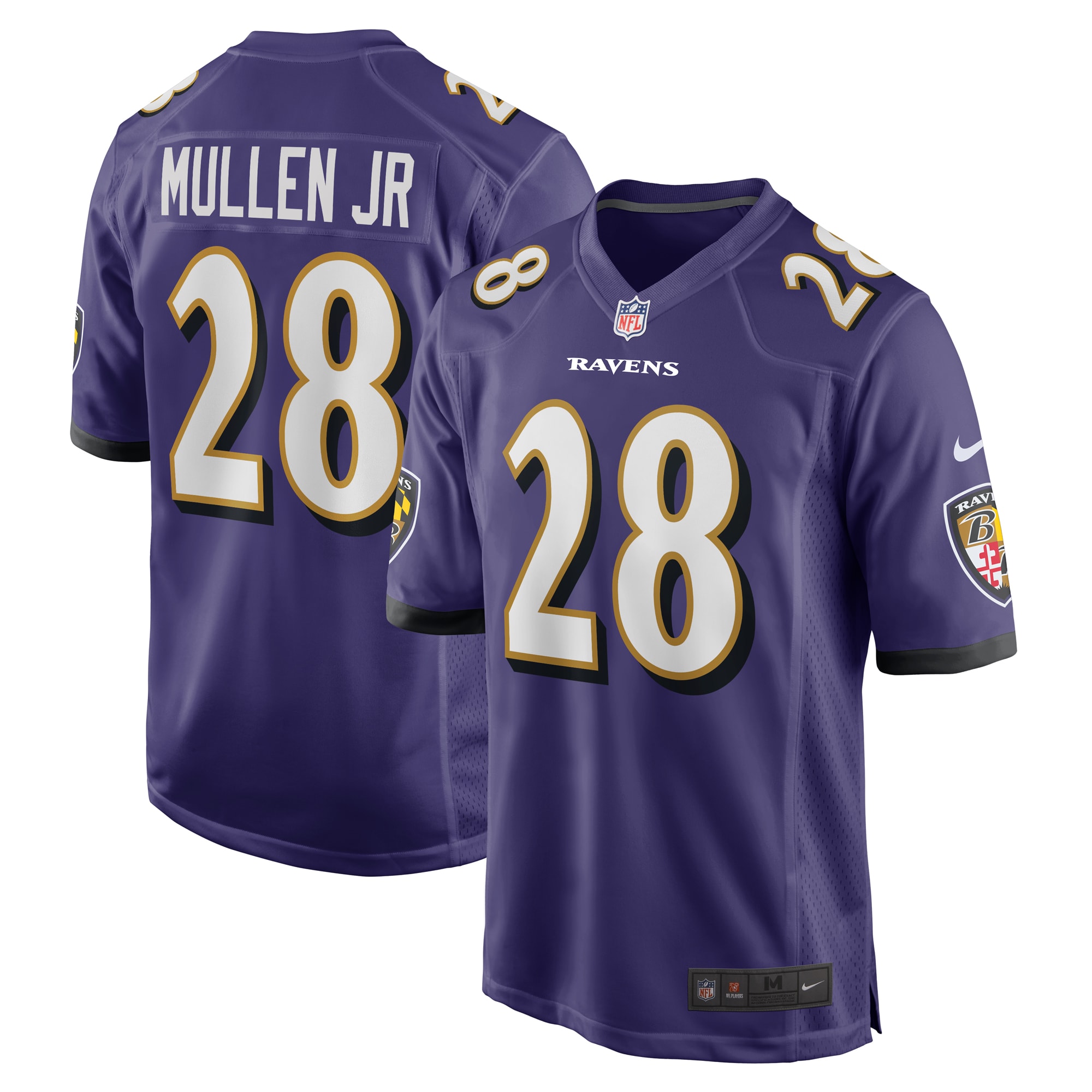 Men's Baltimore Ravens Trayvon Mullen Jr. Purple Team Game Jersey JS5467 nicesnker