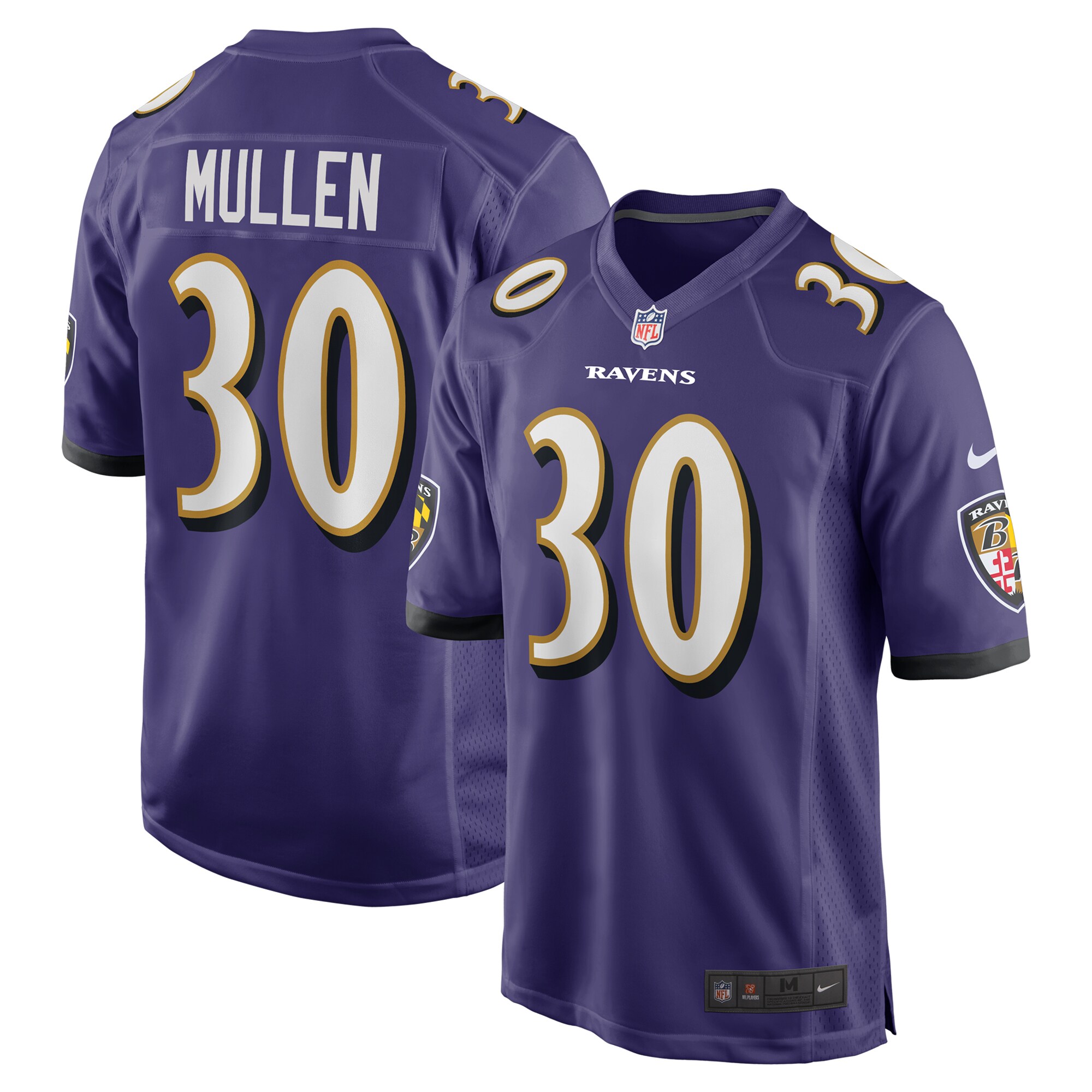 Men's Baltimore Ravens Trayvon Mullen Purple Team Game Jersey JS7932 nicesnker