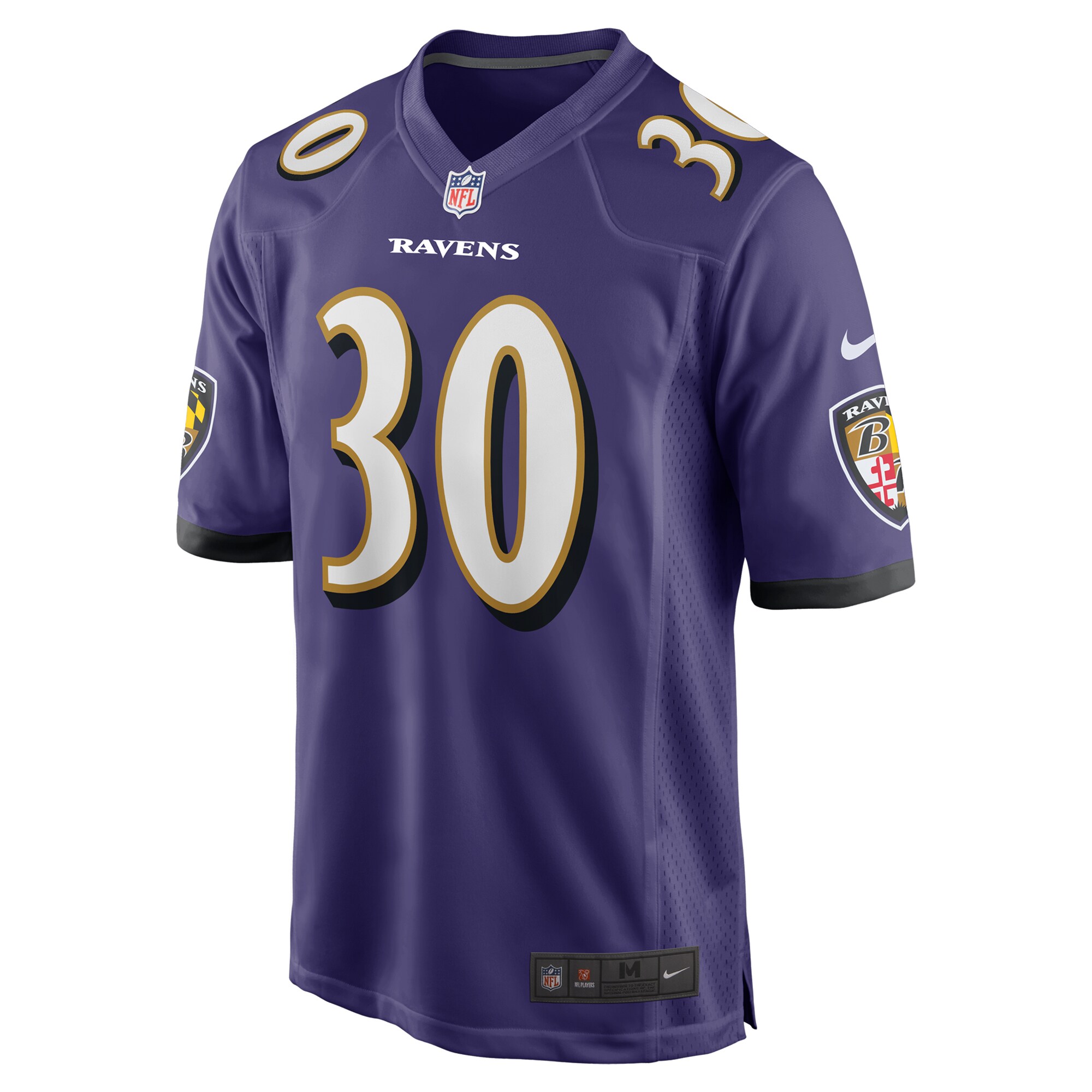 Alternative view of Men's Baltimore Ravens Trayvon Mullen Purple Team Game Jersey JS7932 nicesnker