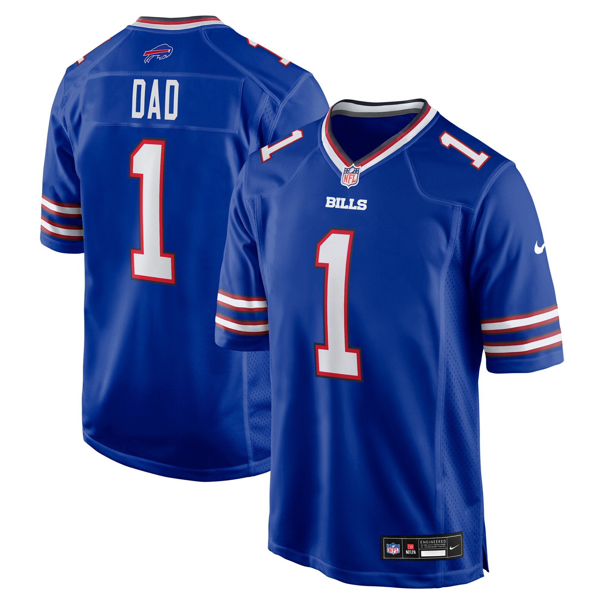 Men's Buffalo Bills Number 1 Dad Royal Game Jersey JS4664 nicesnker