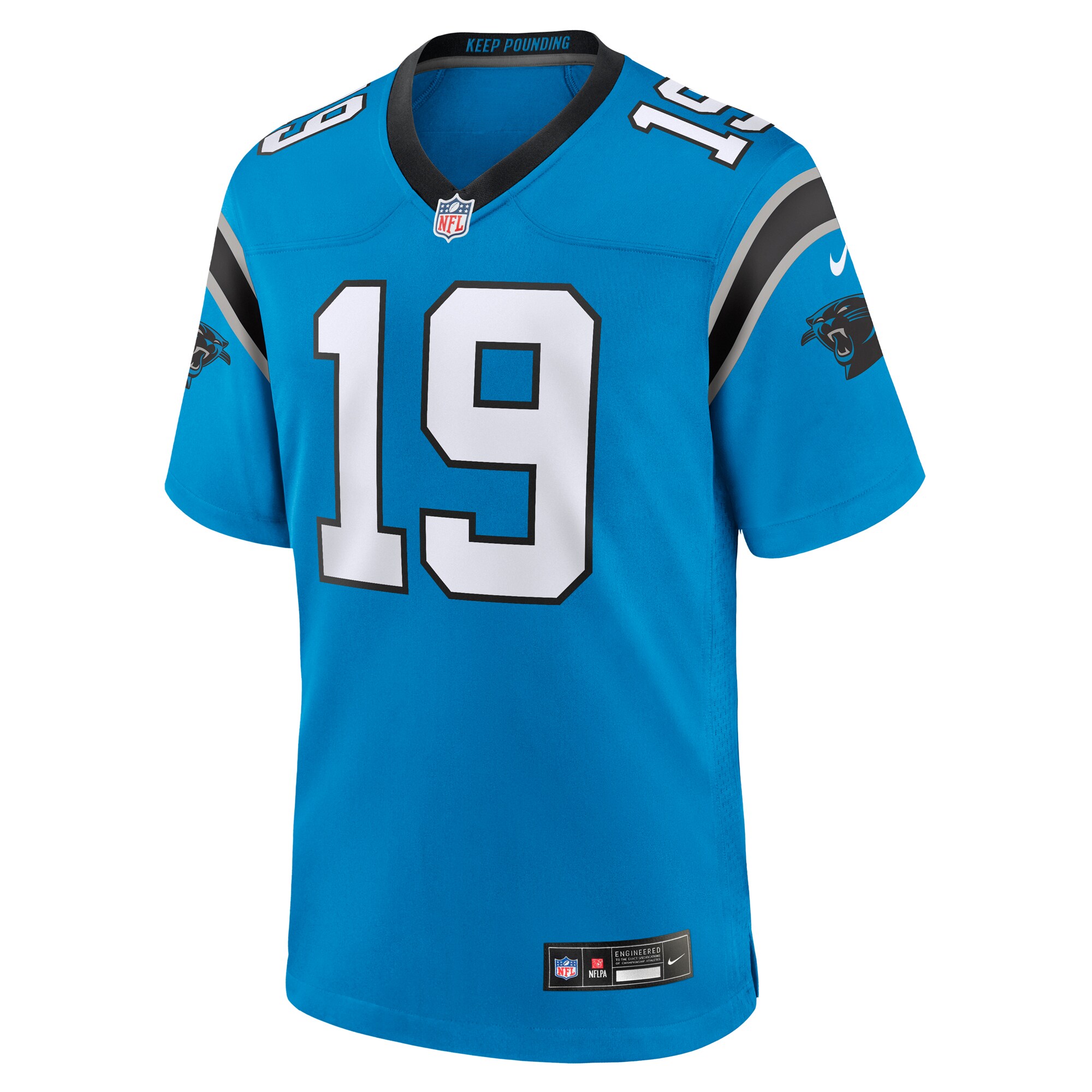 Alternative view of Men's Carolina Panthers Adam Thielen Blue Alternate Game Jersey JS3838 nicesnker