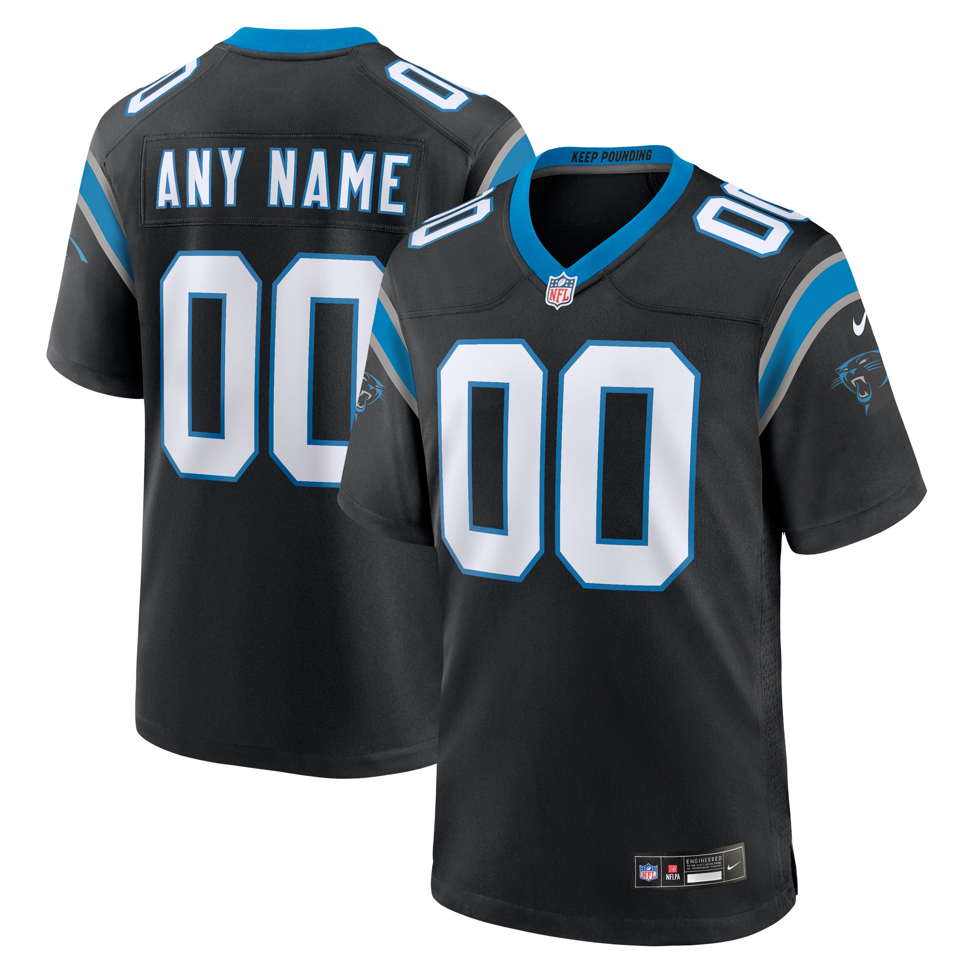 Men's Carolina Panthers Black Custom Game Jersey JS2939 nicesnker