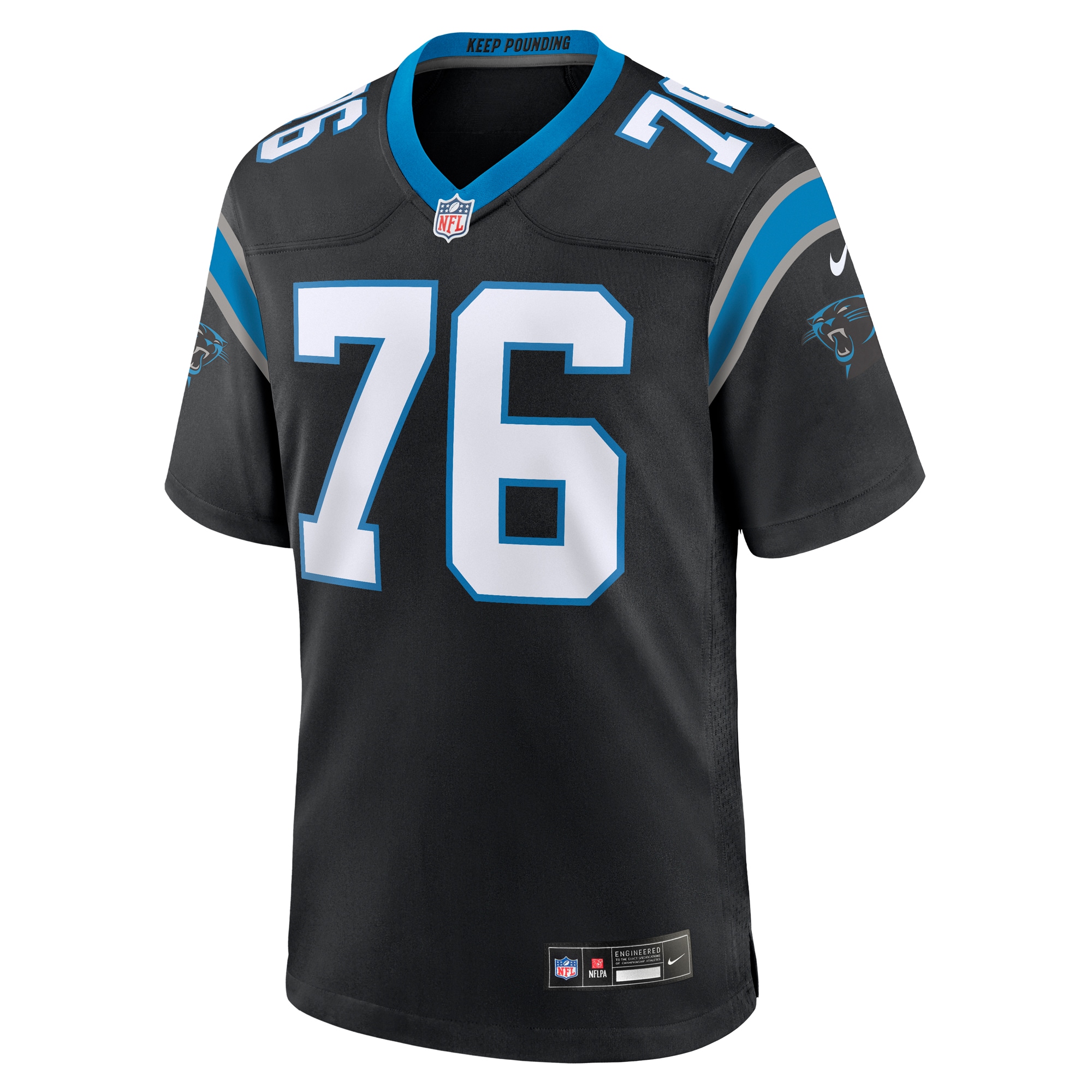 Alternative view of Men's Carolina Panthers Calvin Throckmorton Black Team Game Jersey JS4572 nicesnker