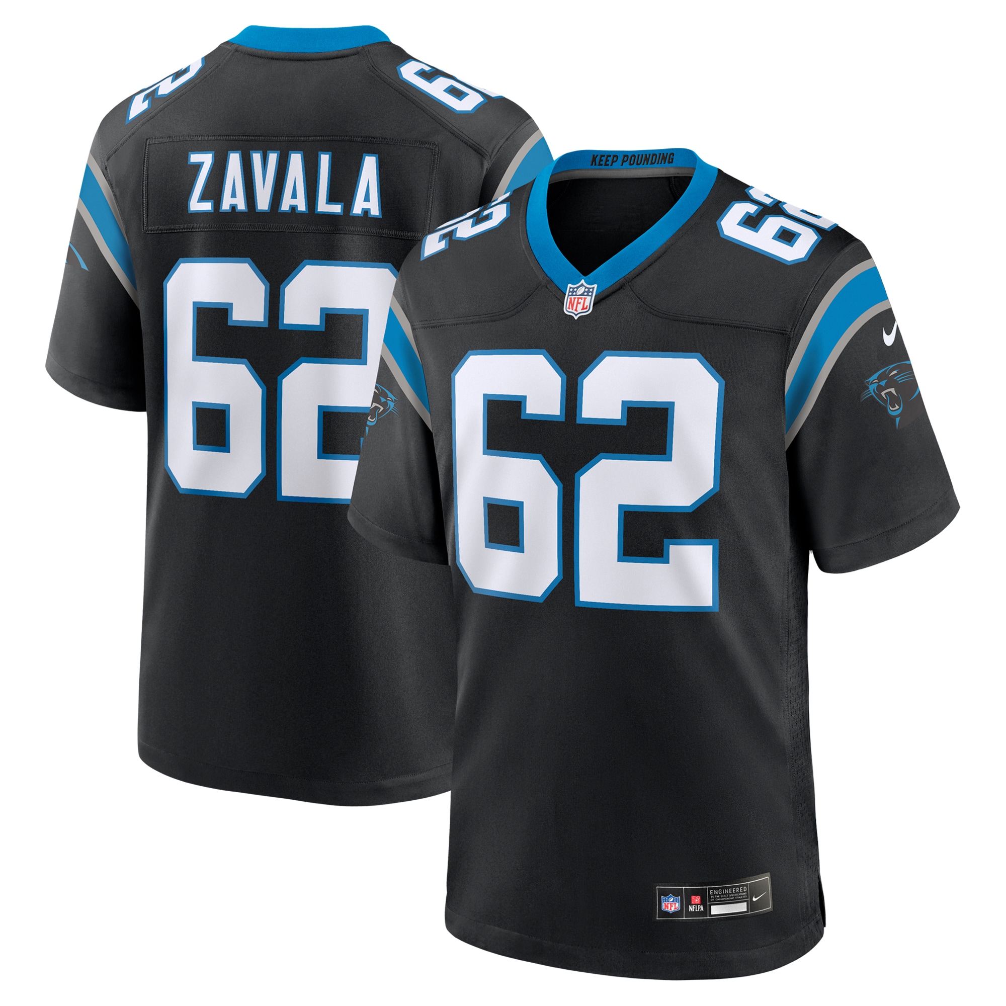 Men's Carolina Panthers Chandler Zavala Black Game Jersey JS1121 nicesnker
