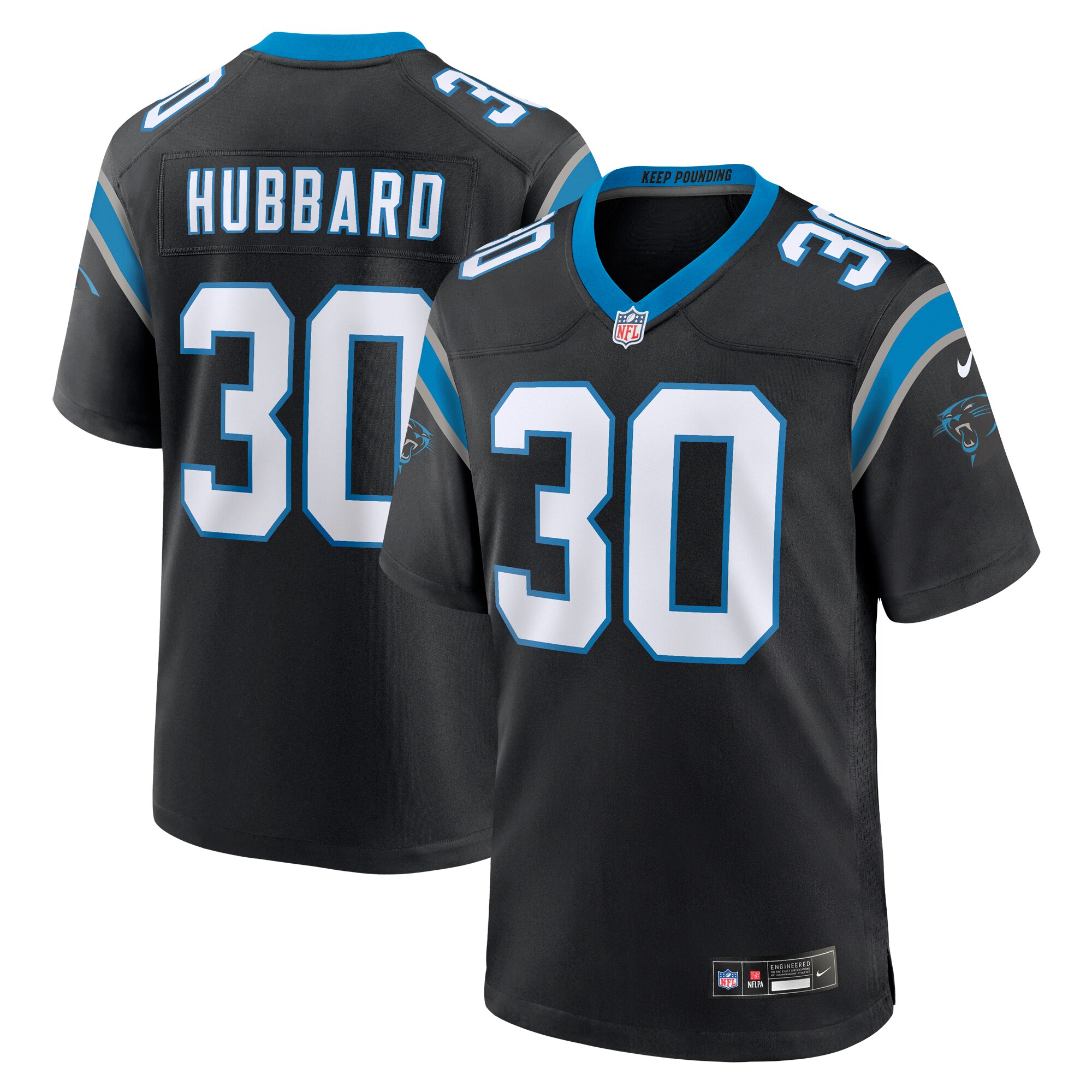 Men's Carolina Panthers Chuba Hubbard Black Team Game Jersey JS7593 nicesnker