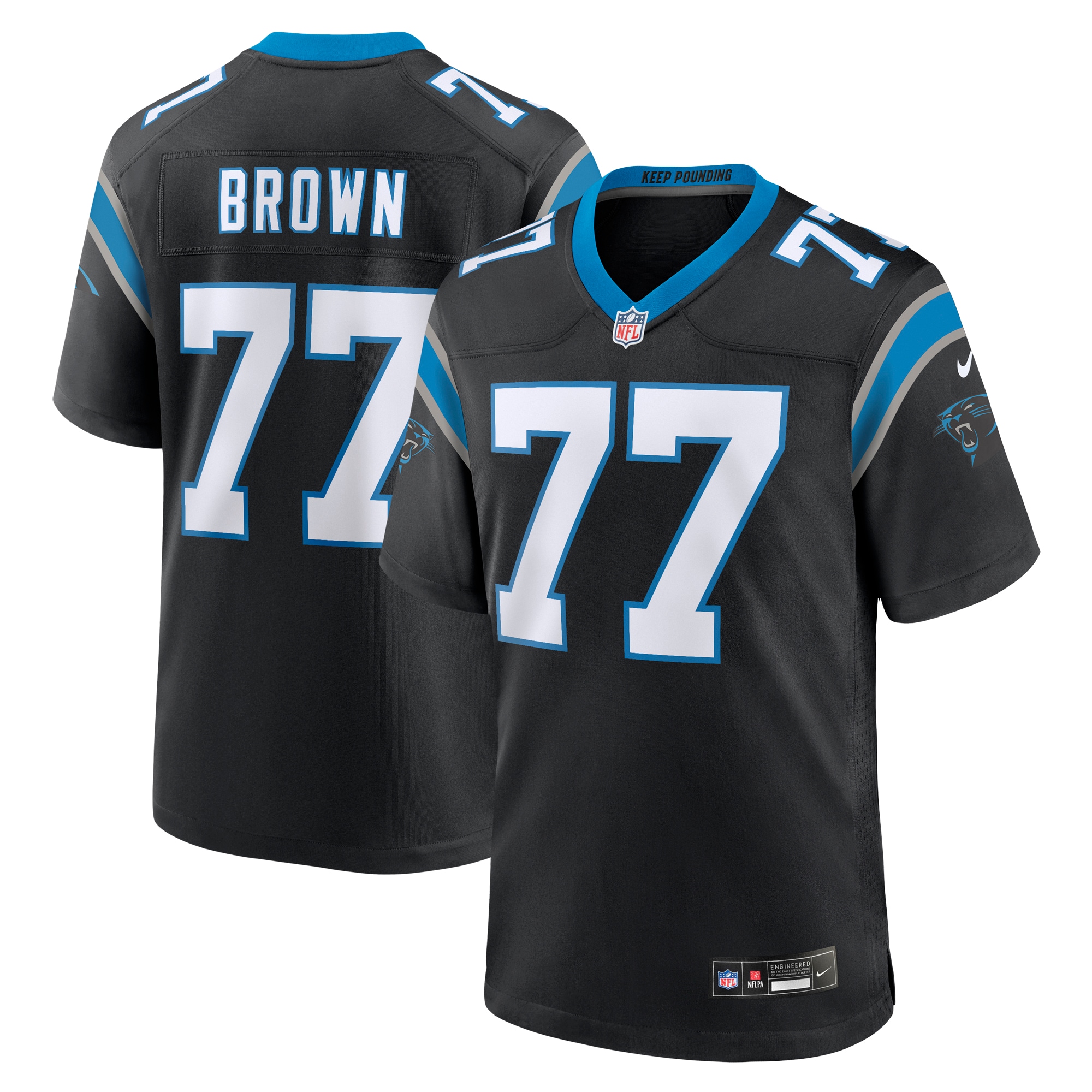 Men's Carolina Panthers Deonte Brown Black Team Game Jersey JS7313 nicesnker
