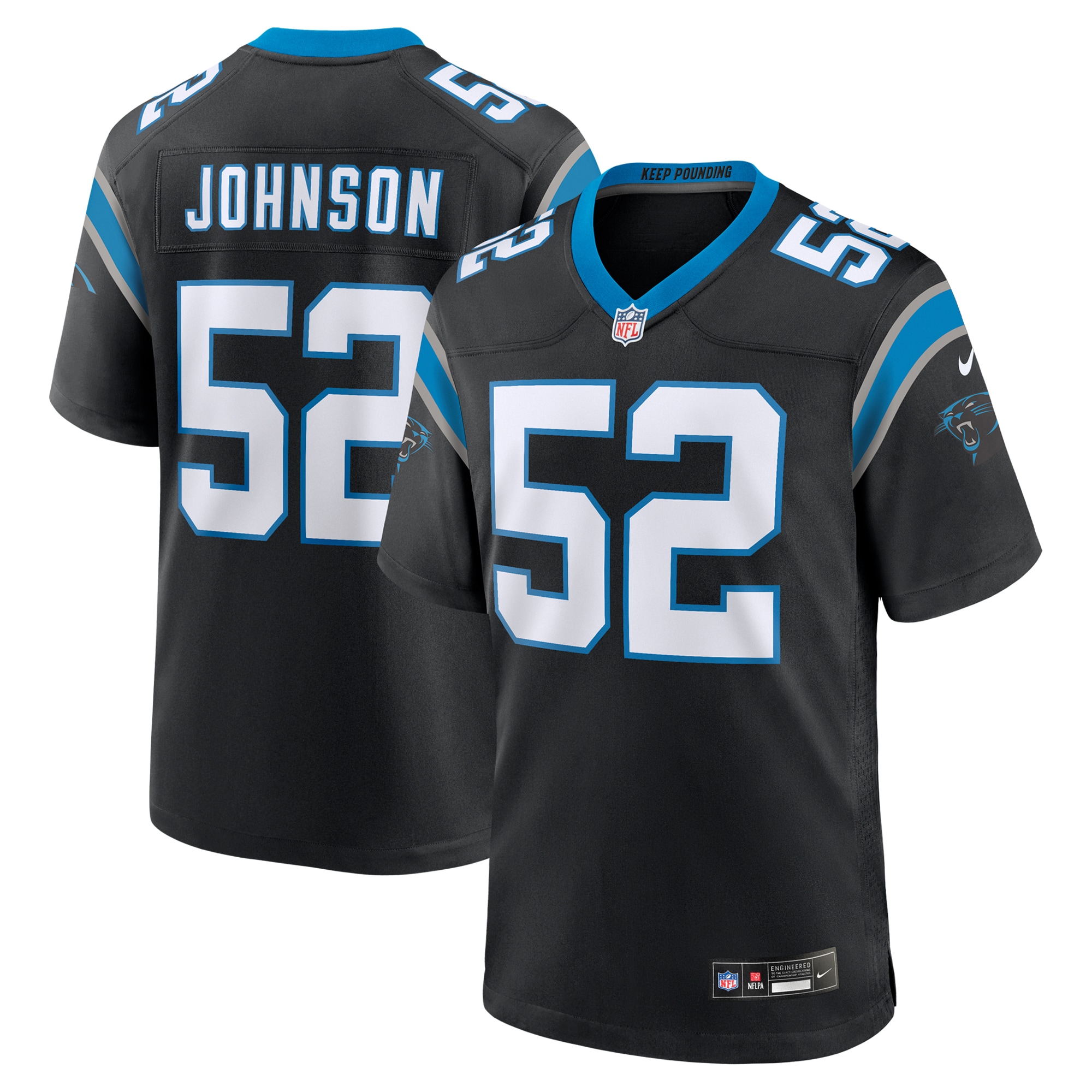 Men's Carolina Panthers DJ Johnson Black Game Jersey JS5365 nicesnker
