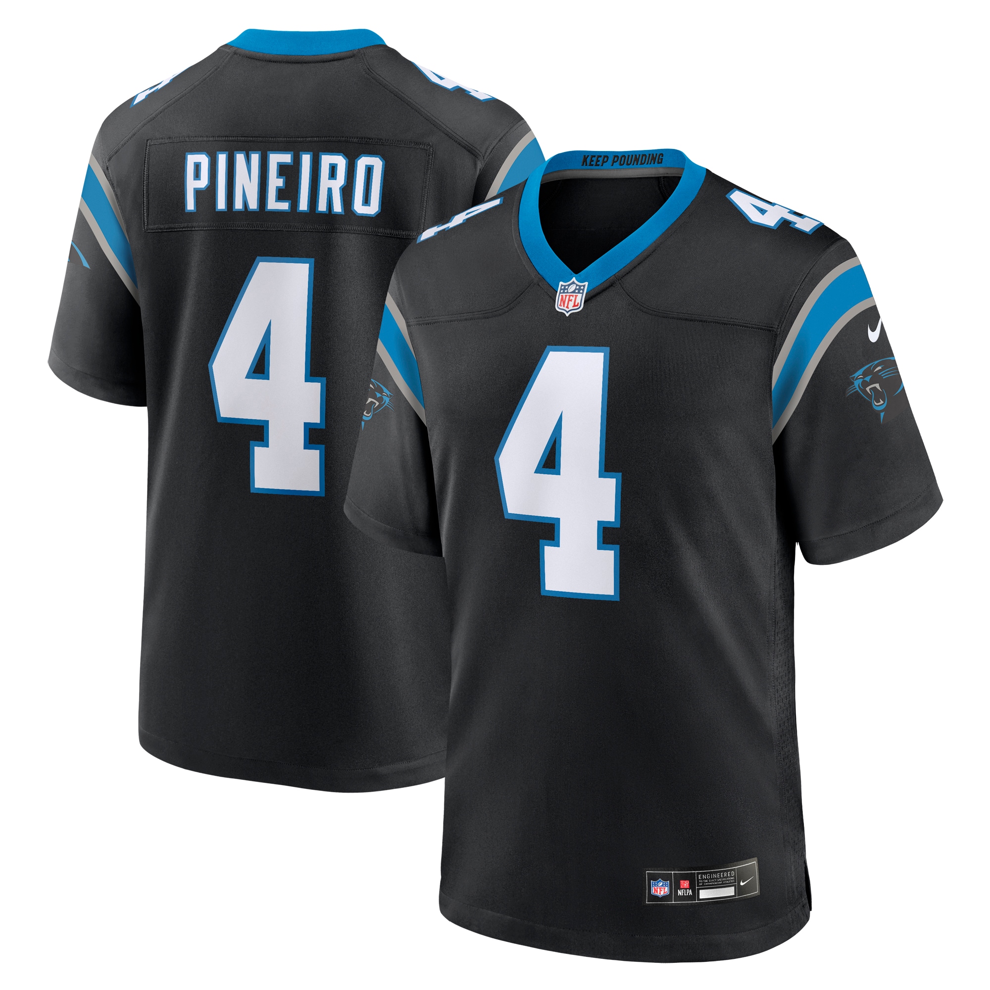 Men's Carolina Panthers Eddy Pineiro Black Team Game Jersey JS4810 nicesnker