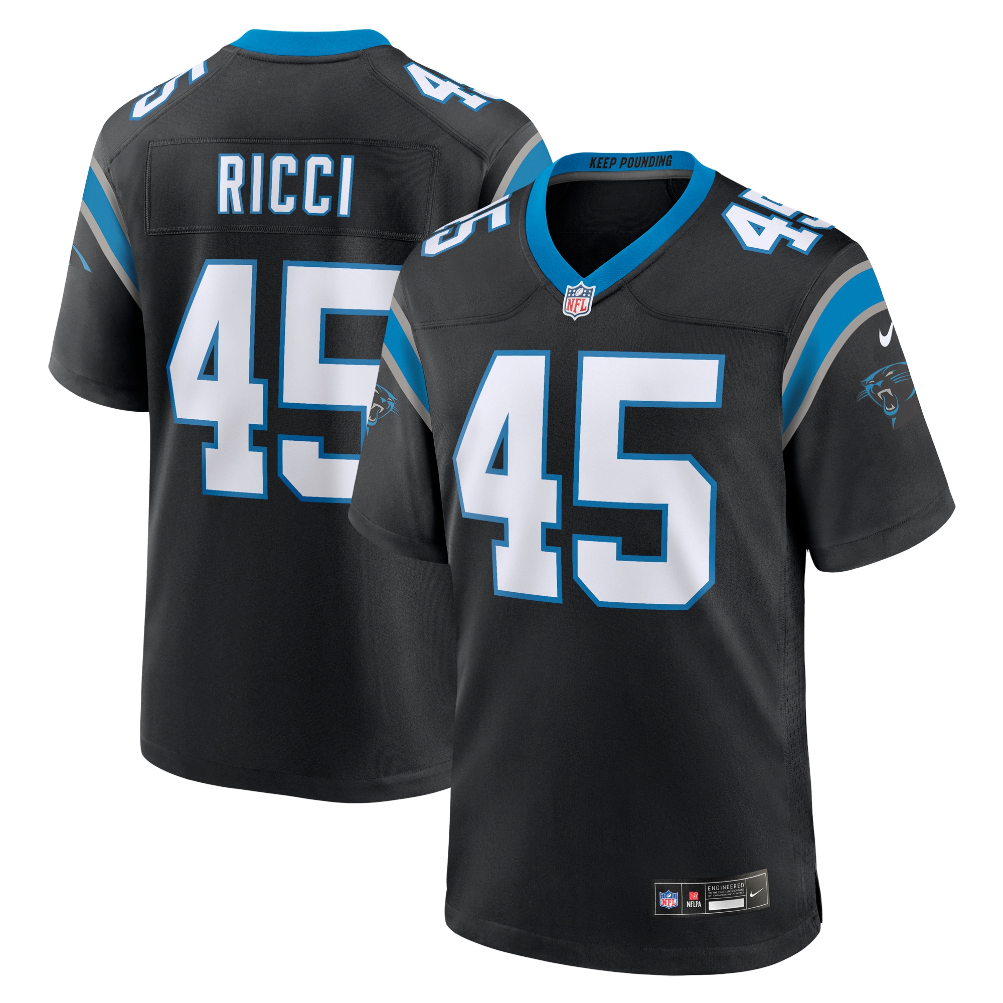 Men's Carolina Panthers Giovanni Ricci Black Team Game Jersey JS8717 nicesnker