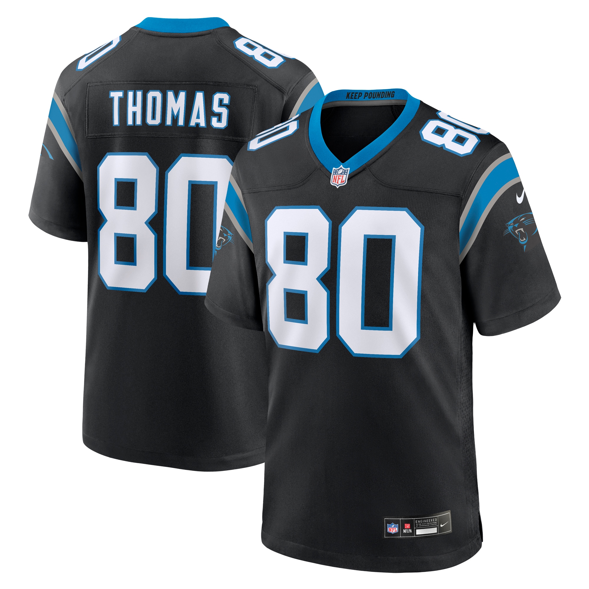 Men's Carolina Panthers Ian Thomas Black Team Game Jersey JS8777 nicesnker
