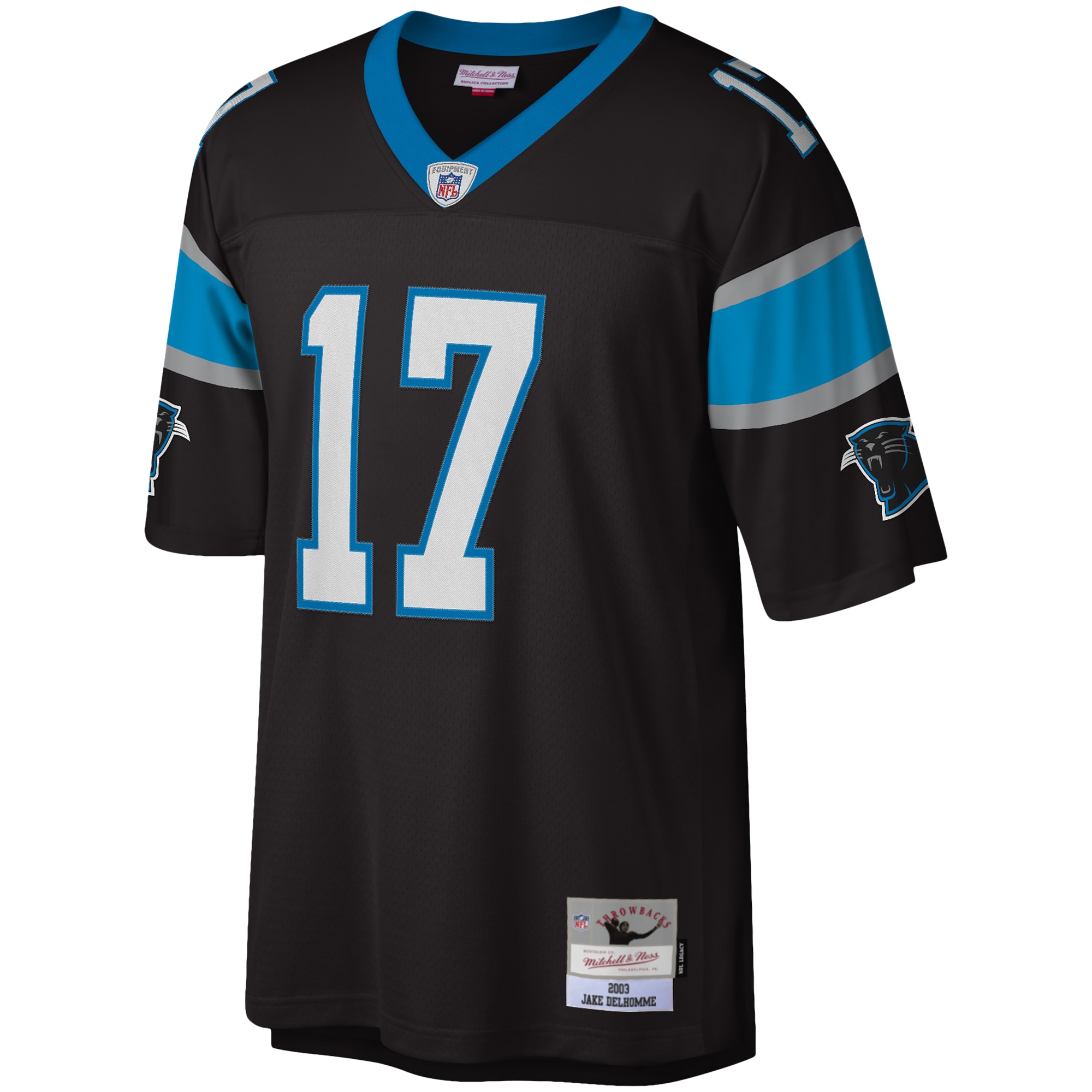 Alternative view of Men's Carolina Panthers Jake Delhomme Mitchell & Ness Black Legacy Jersey JS6791 nicesnker