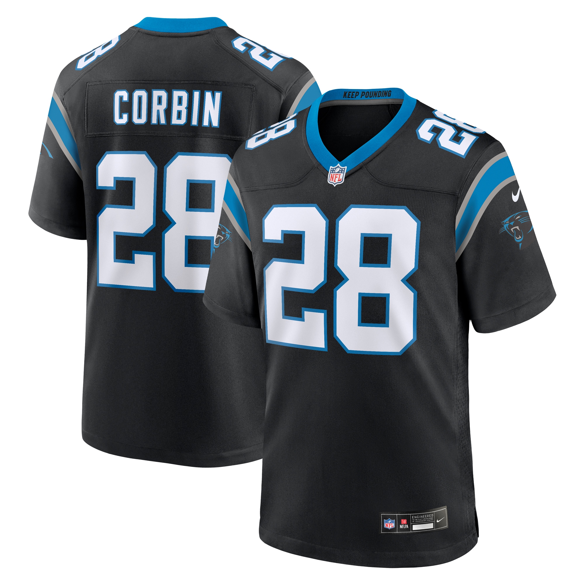 Men's Carolina Panthers Jashaun Corbin Black Team Game Jersey JS6712 nicesnker