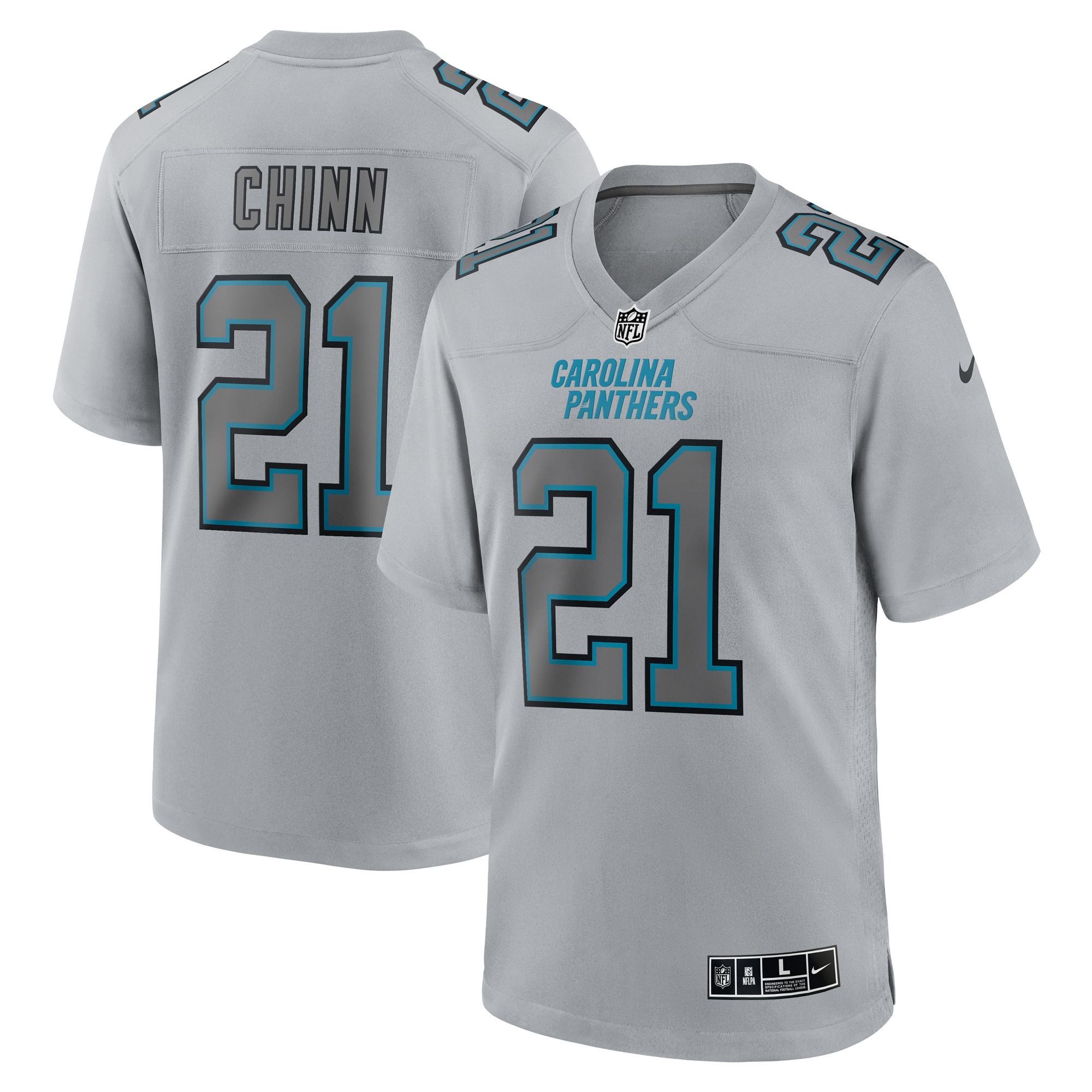 Men's Carolina Panthers Jeremy Chinn Gray Atmosphere Fashion Game Jersey JS3307 nicesnker