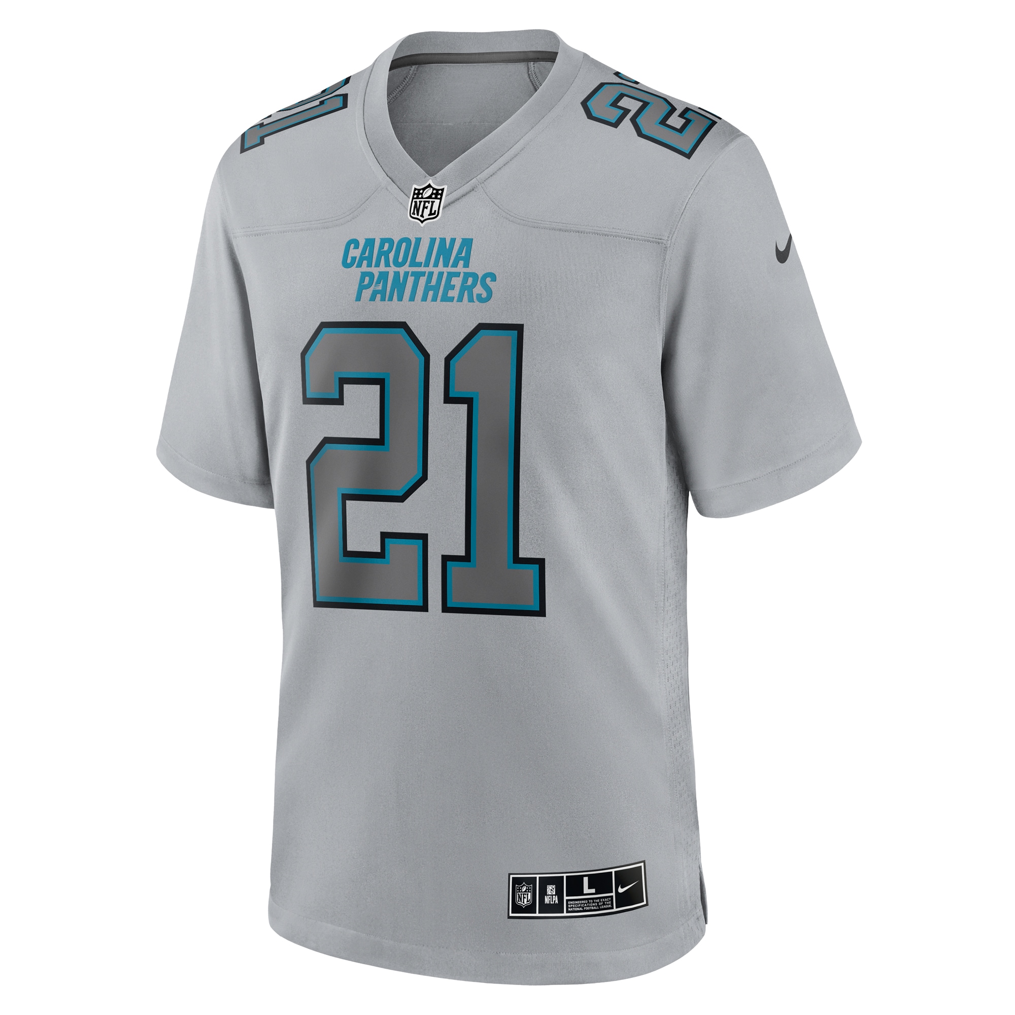 Alternative view of Men's Carolina Panthers Jeremy Chinn Gray Atmosphere Fashion Game Jersey JS3307 nicesnker