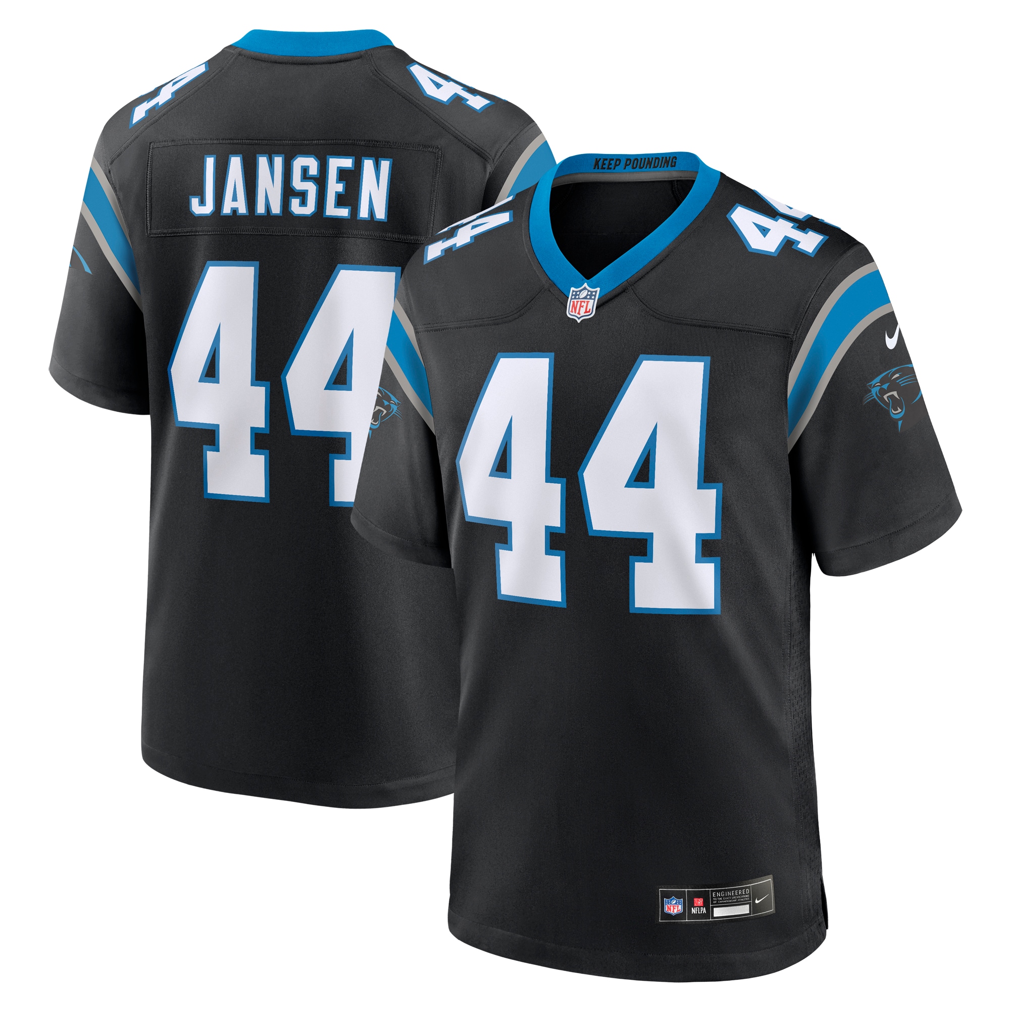 Men's Carolina Panthers J.J. Jansen Black Team Game Jersey JS8612 nicesnker