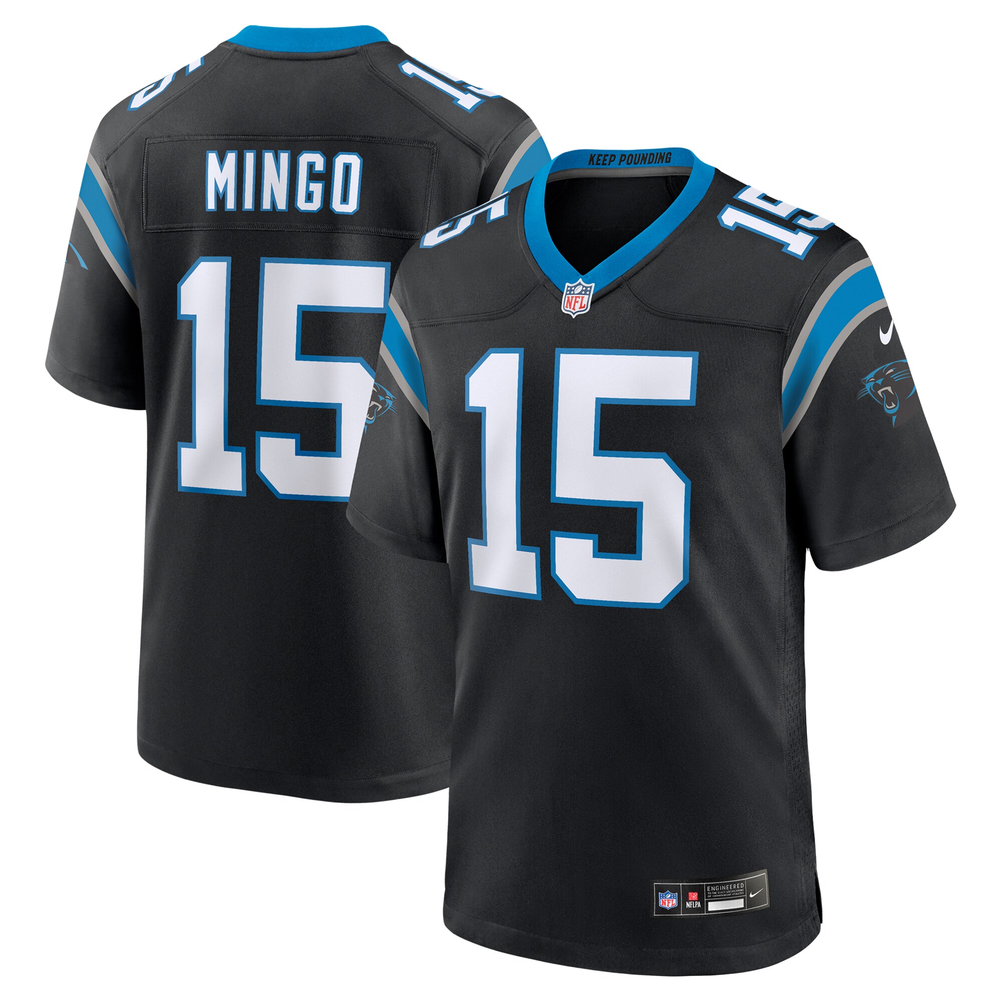 Men's Carolina Panthers Jonathan Mingo Black Game Jersey JS5524 nicesnker